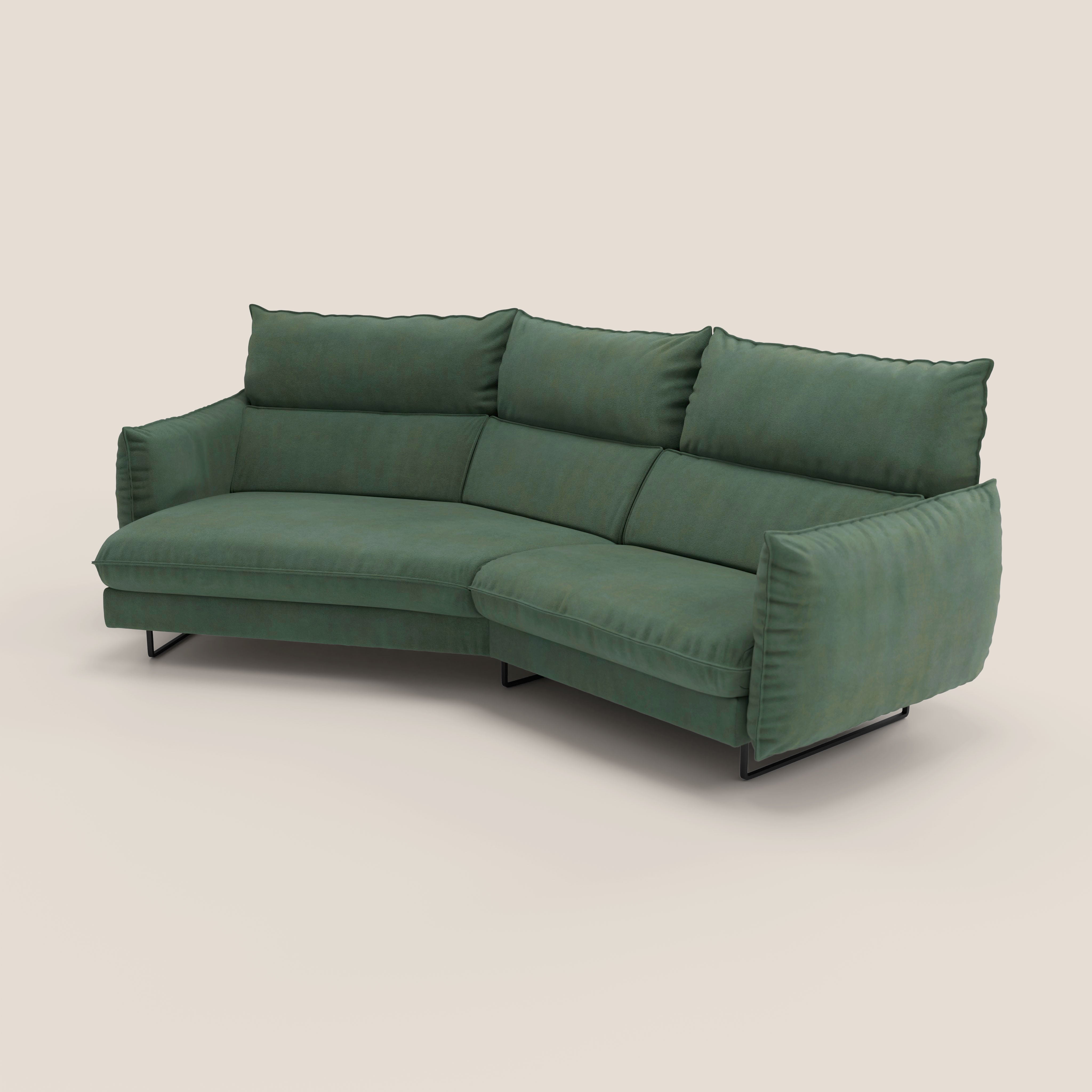 Monamour divano moderno angolare con opzione relax elettrico in microfibra smacchiabile impermeabile T11 verde - divani.store