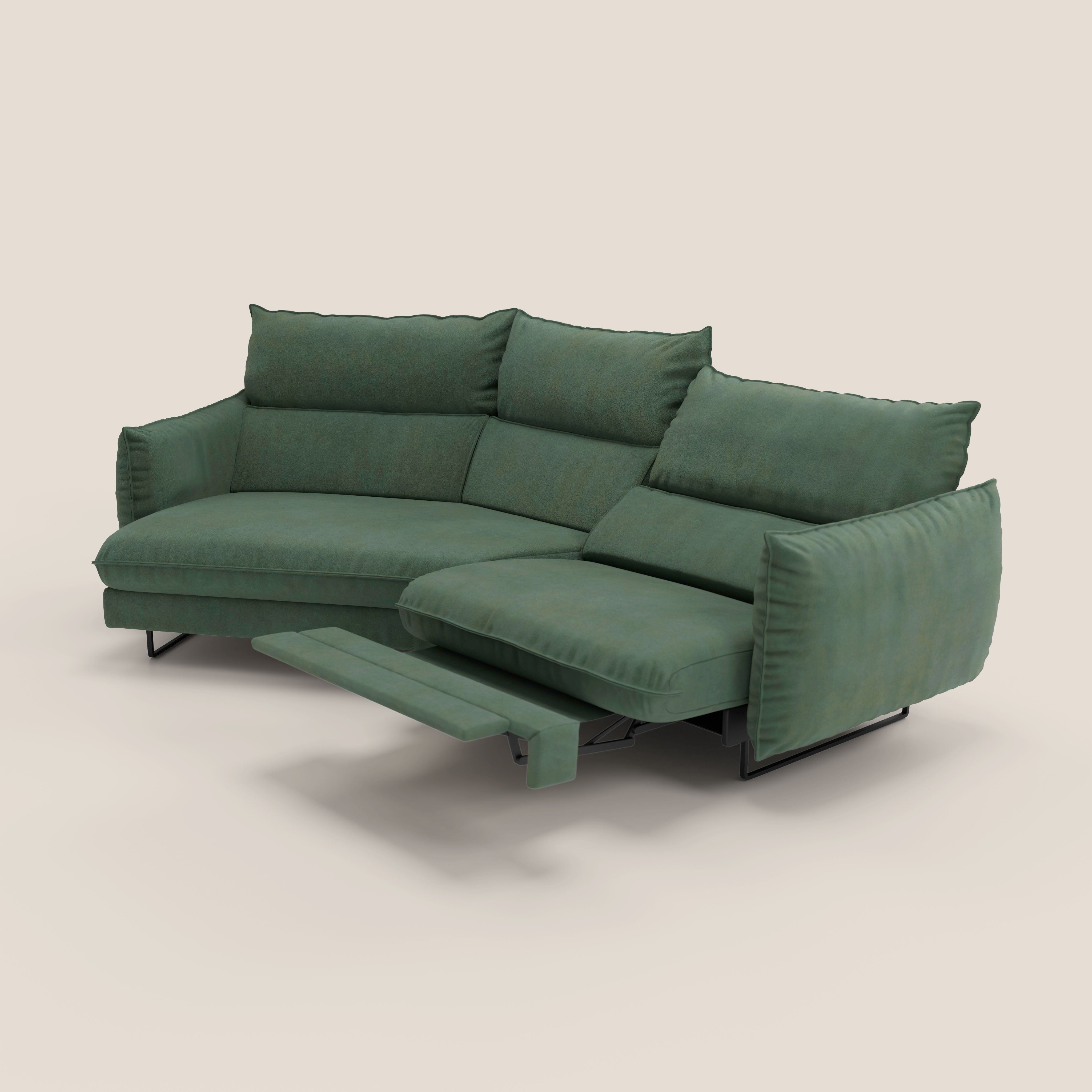 Monamour divano moderno angolare con opzione relax elettrico in microfibra smacchiabile impermeabile T11 verde - divani.store
