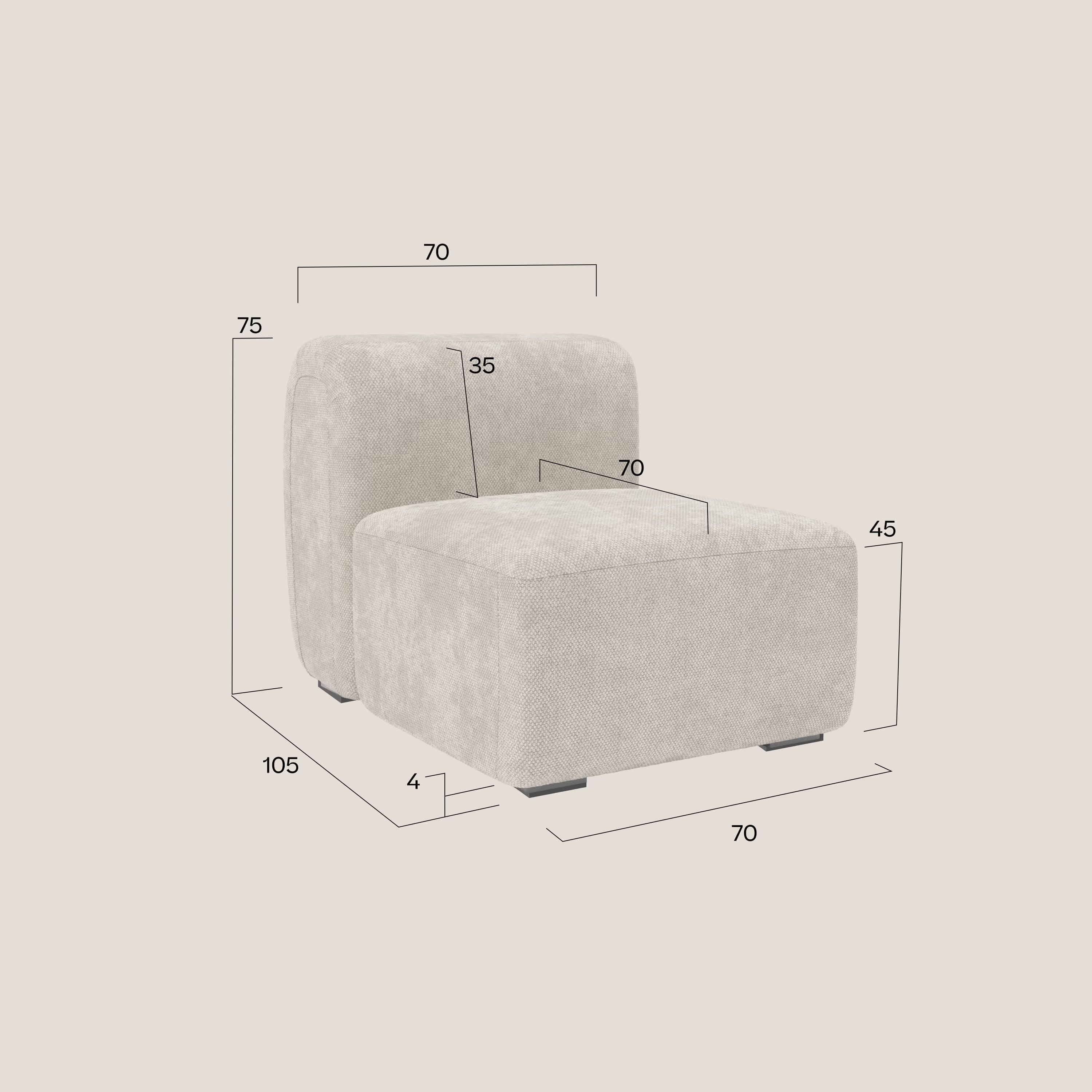 BonBon module central 70 cm - Édition Grande Fratello bleu marine