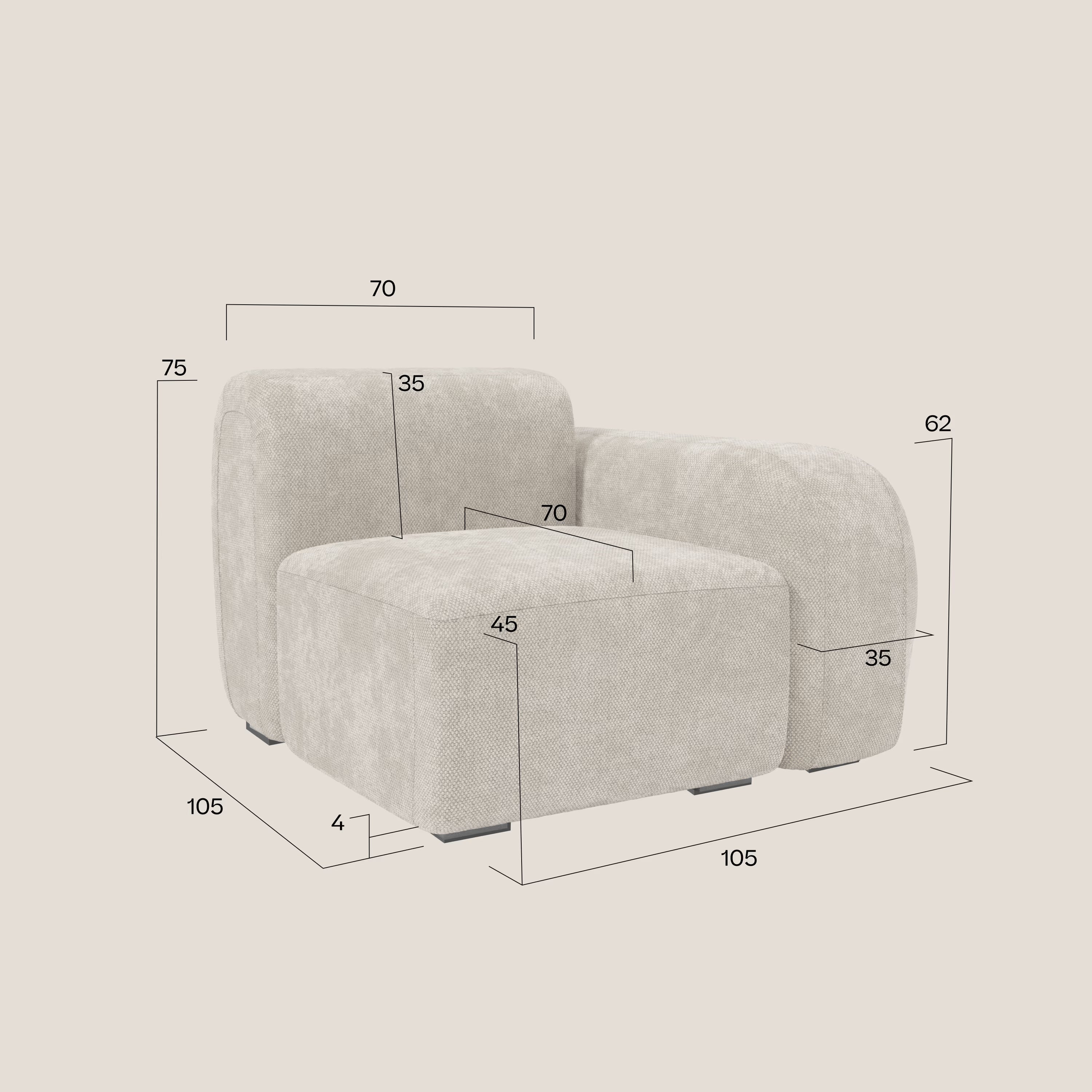BonBon module terminal 105 cm droit ou gauche - tissu détachable T23 jaune soleil
