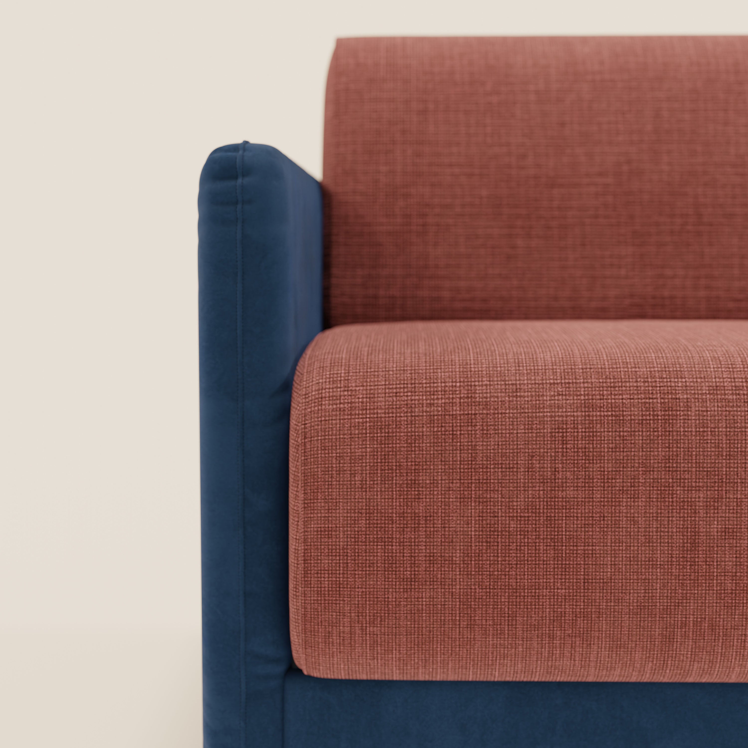 Narciso divano letto desing con materasso H18 cm bicolore con struttura in microfibra smacchiabile e imbottiture in elegante tessuto impermeabile T06 - divani.store