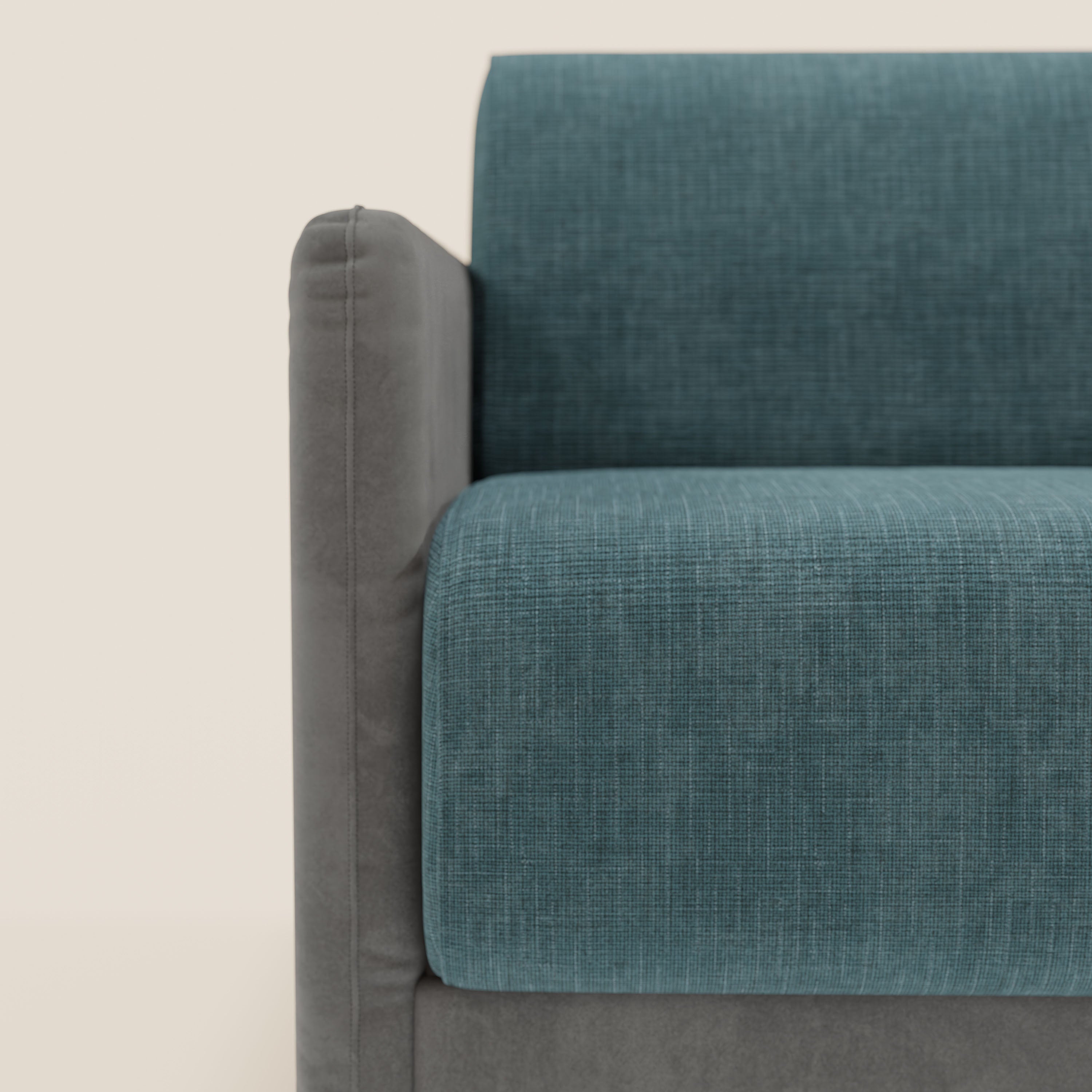 Narciso divano letto desing con materasso H18 cm bicolore con struttura in microfibra smacchiabile e imbottiture in elegante tessuto impermeabile T06 - divani.store