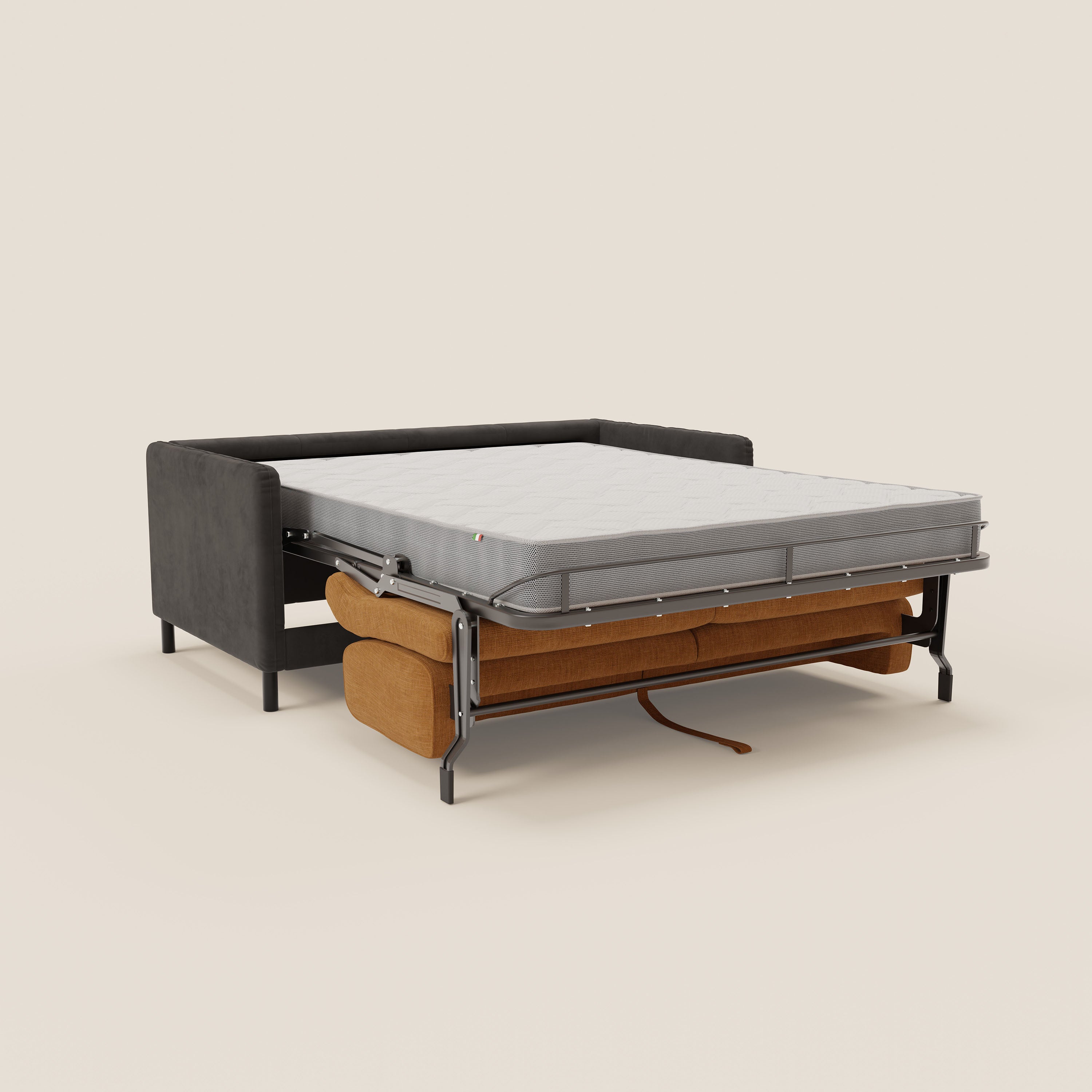 Narciso divano letto desing con materasso H18 cm bicolore con struttura in microfibra smacchiabile e imbottiture in elegante tessuto impermeabile T06 - divani.store