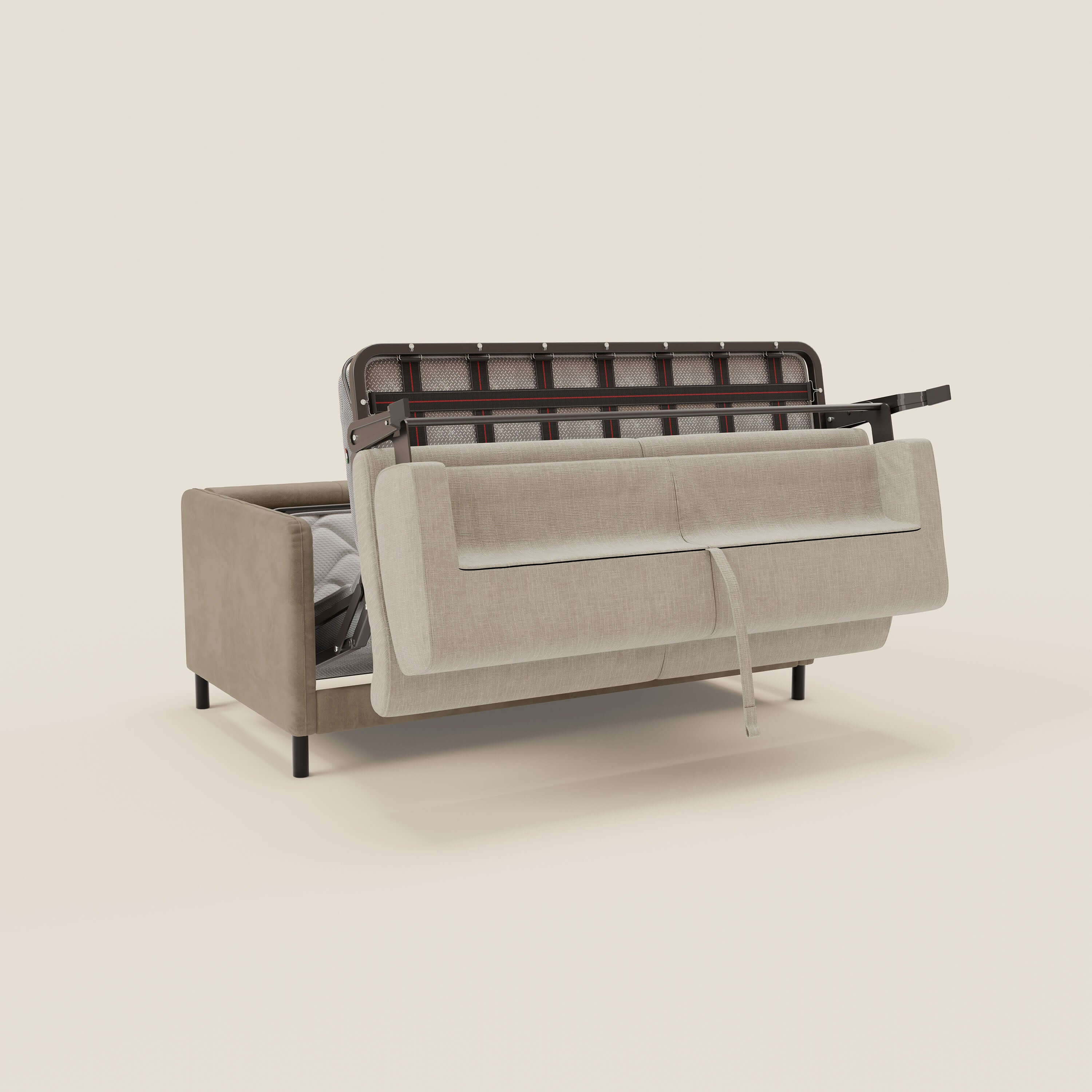 Narciso divano letto desing con materasso H18 cm bicolore con struttura in microfibra smacchiabile e imbottiture in elegante tessuto impermeabile T06 - divani.store