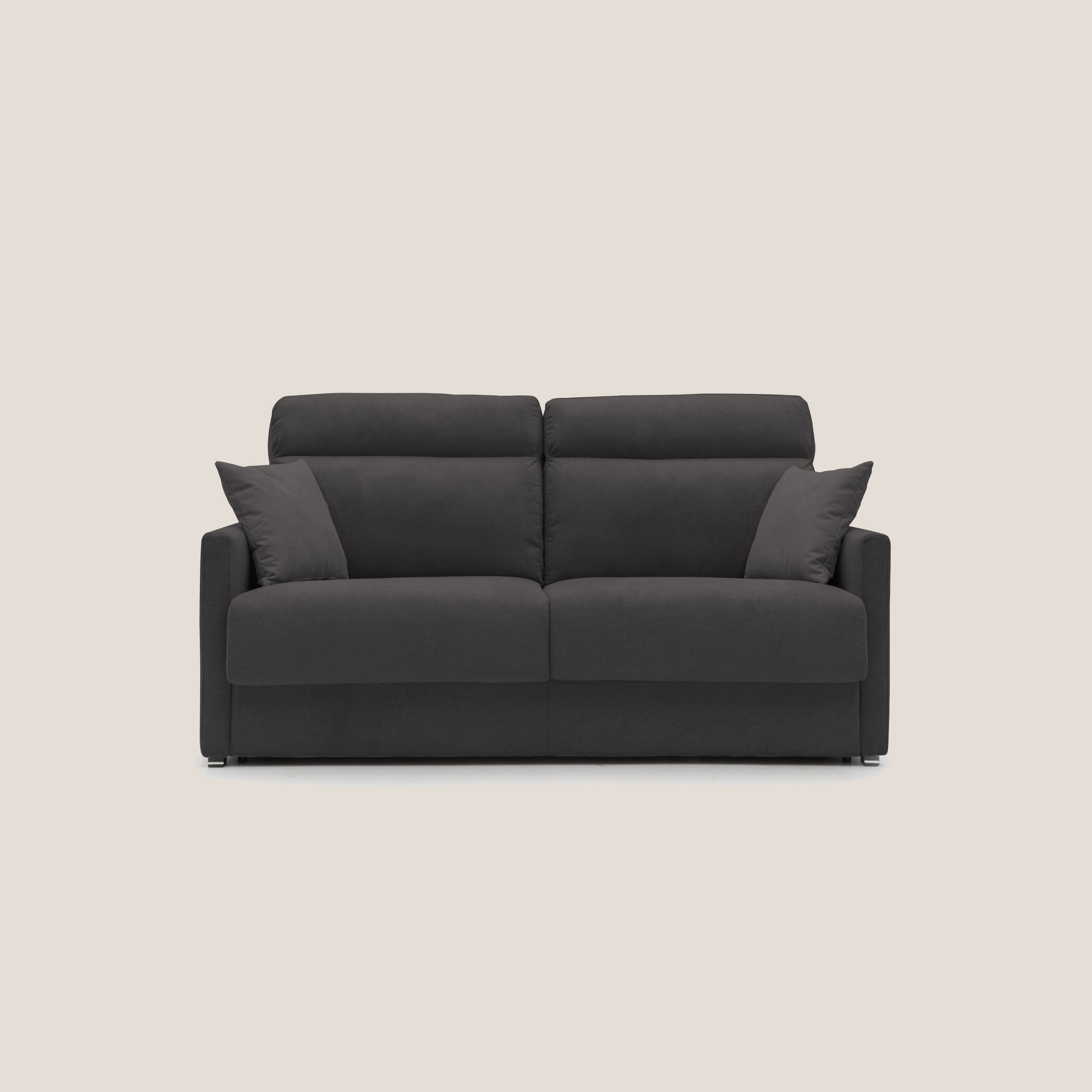 Margot Divano letto matrimoniale con schienale morbido alto in tessuto T02 nero - divani.store