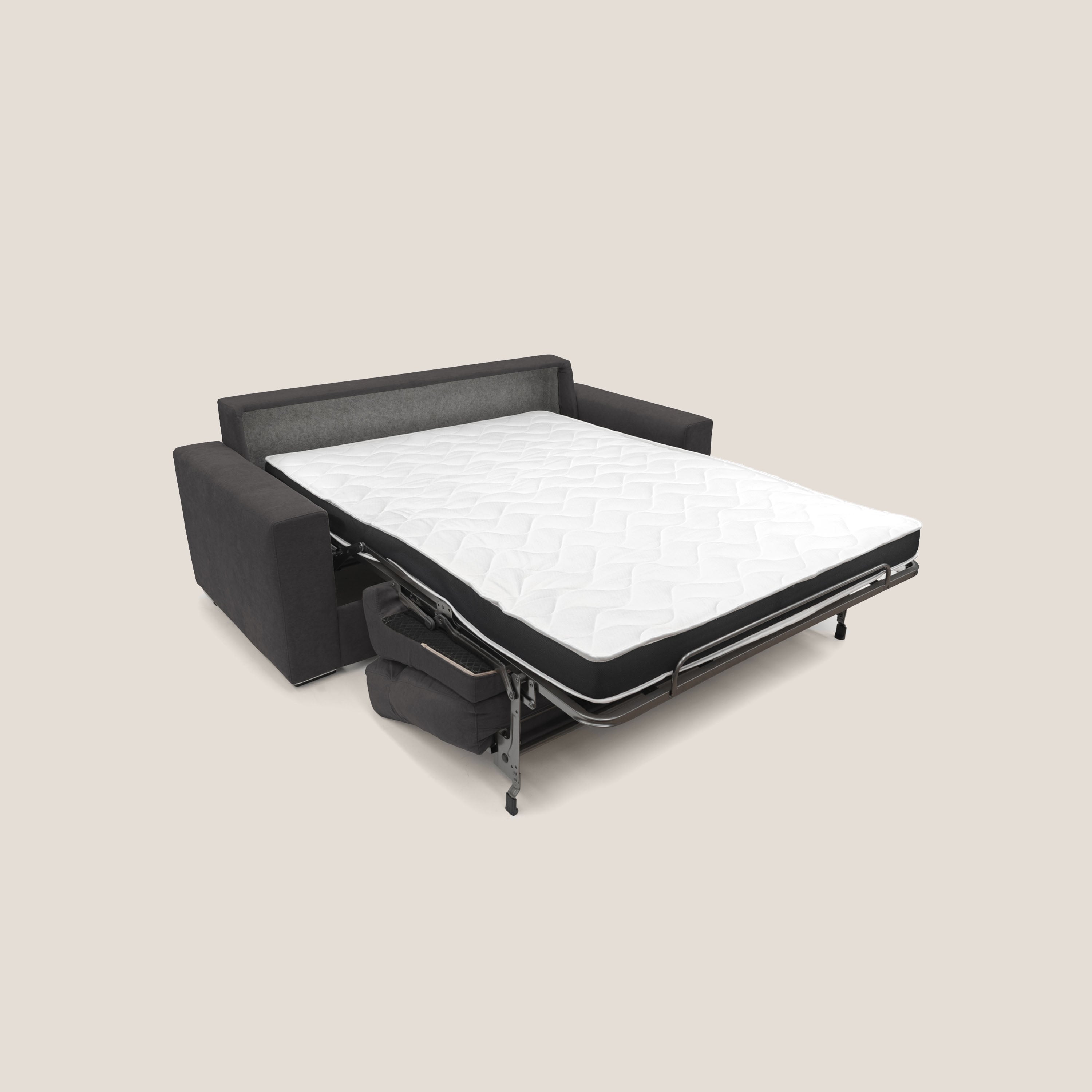 Nikita Divano letto matrimoniale con schienale morbido alto e rivestimento T02 nero - divani.store