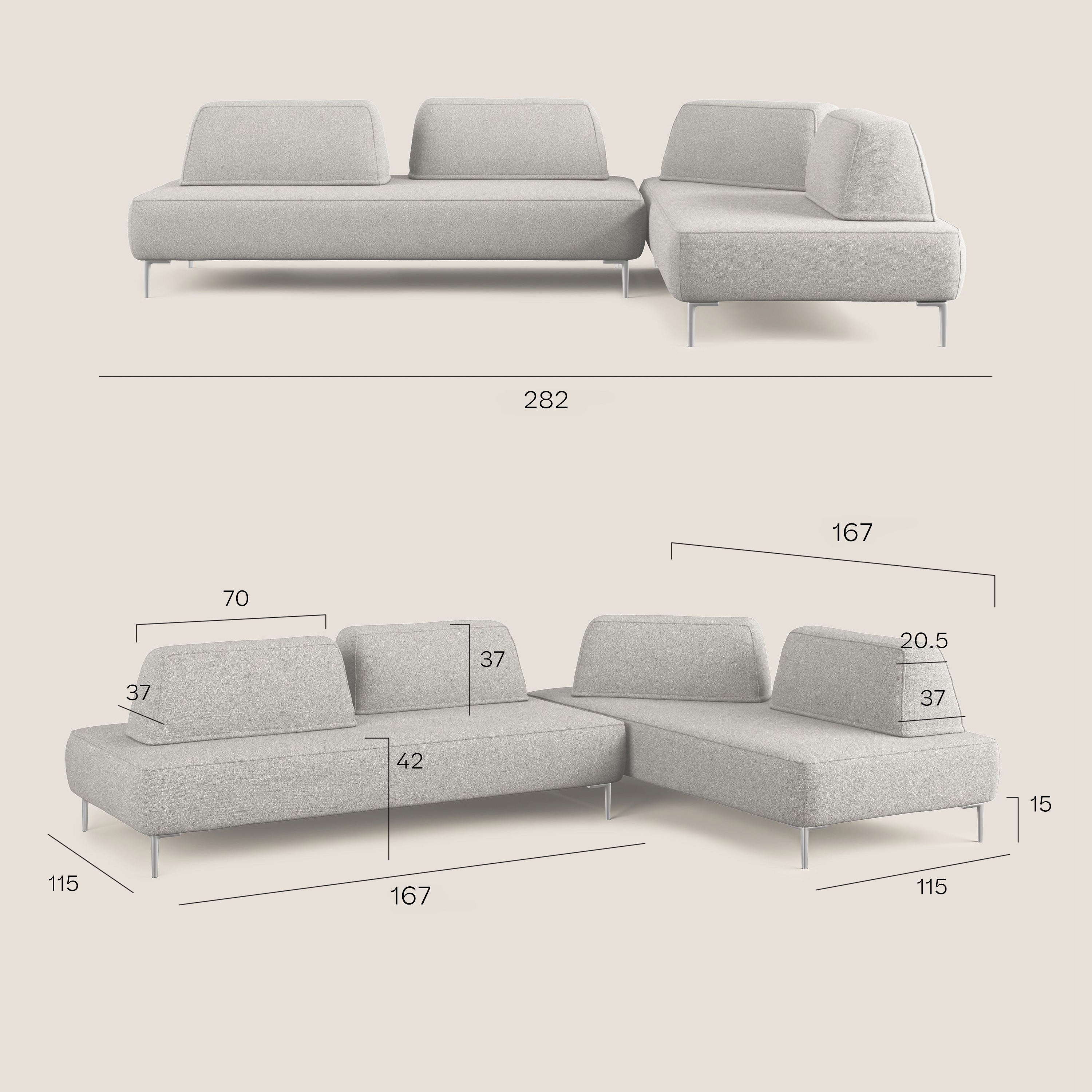 Newton divano angolare modulare con schienali movibili T07 beige - divani.store