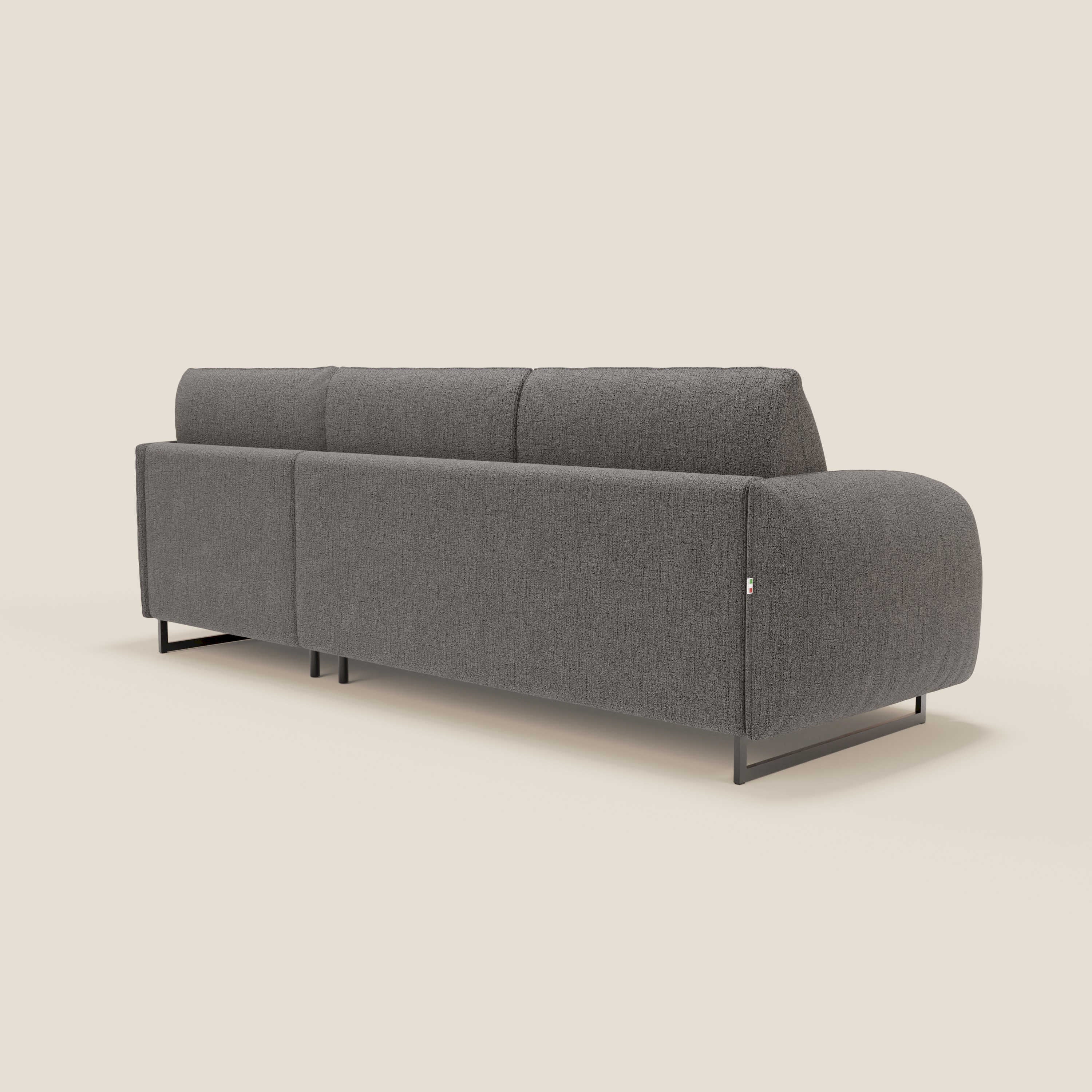 Ninfea Divano Letto Angolare con Penisola Contenitore e Materasso H18 cm - piedini in metallo e Tessuto impermeabile T03 - divani.store