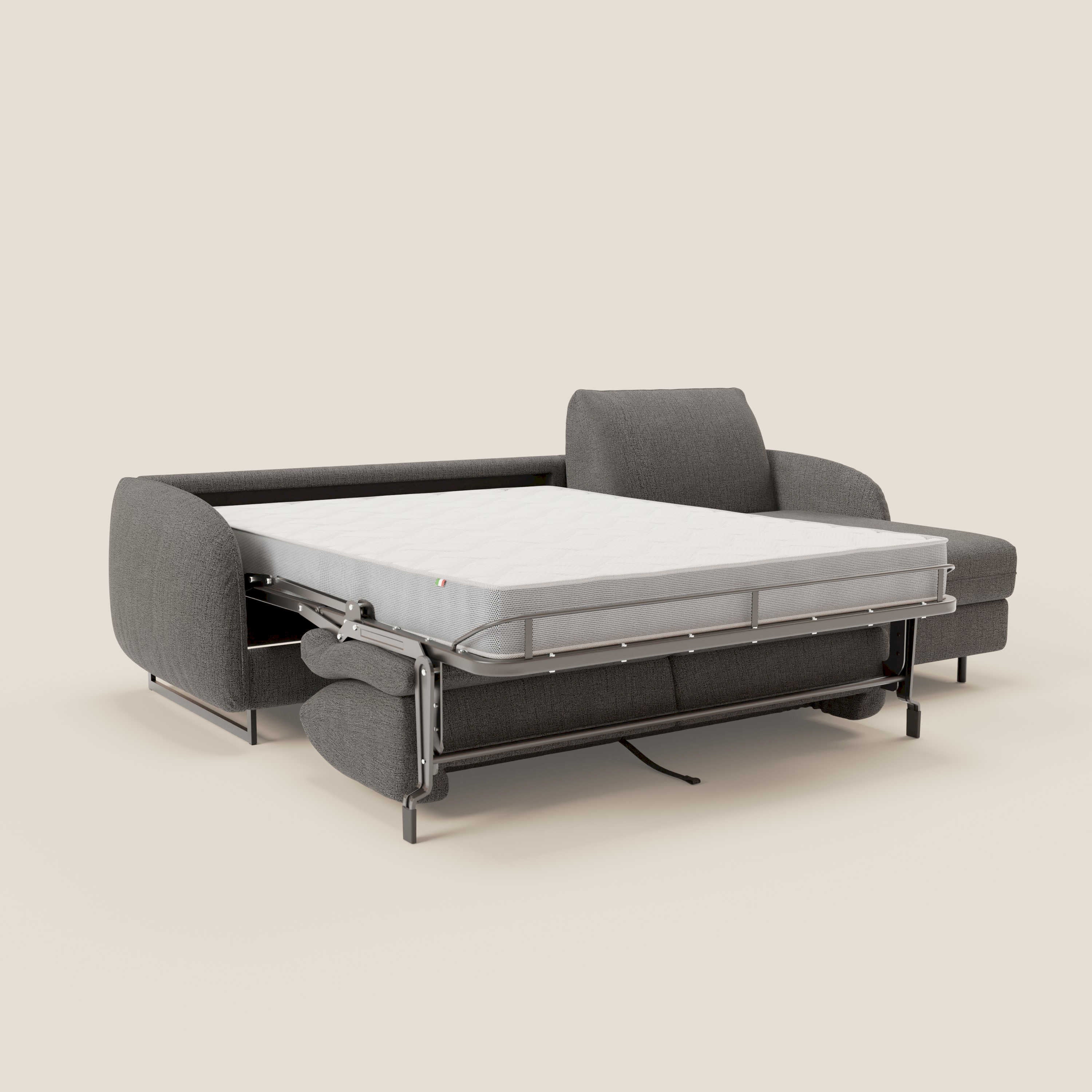 Ninfea Divano Letto Angolare con Penisola Contenitore e Materasso H18 cm - piedini in metallo e Tessuto impermeabile T03 - divani.store