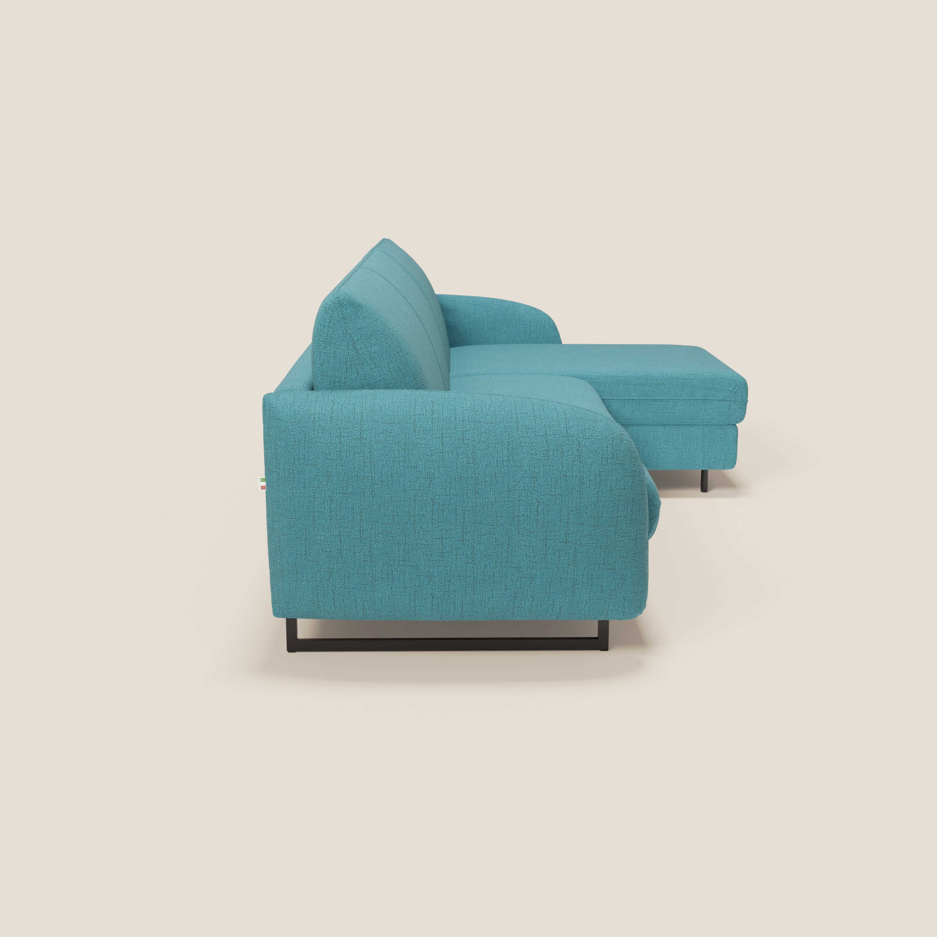 Ninfea Divano Letto Angolare con Penisola Contenitore e Materasso H18 cm - piedini in metallo e Tessuto impermeabile T03 - divani.store