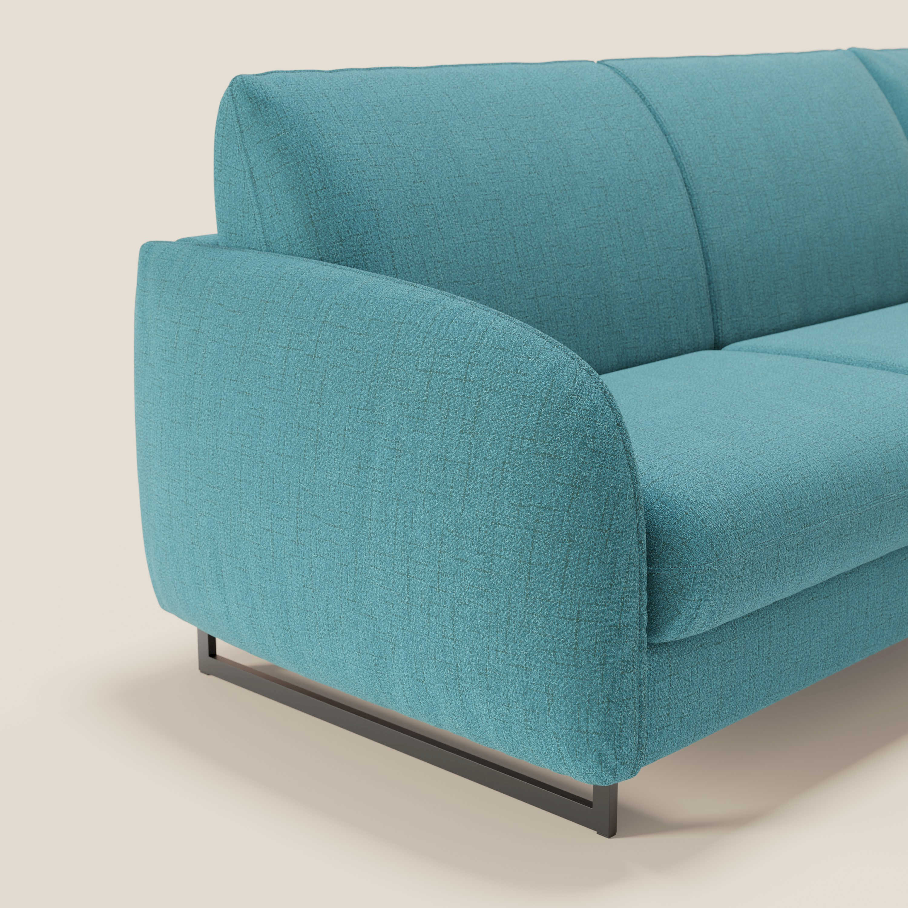 Ninfea Divano Letto Angolare con Penisola Contenitore e Materasso H18 cm - piedini in metallo e Tessuto impermeabile T03 - divani.store