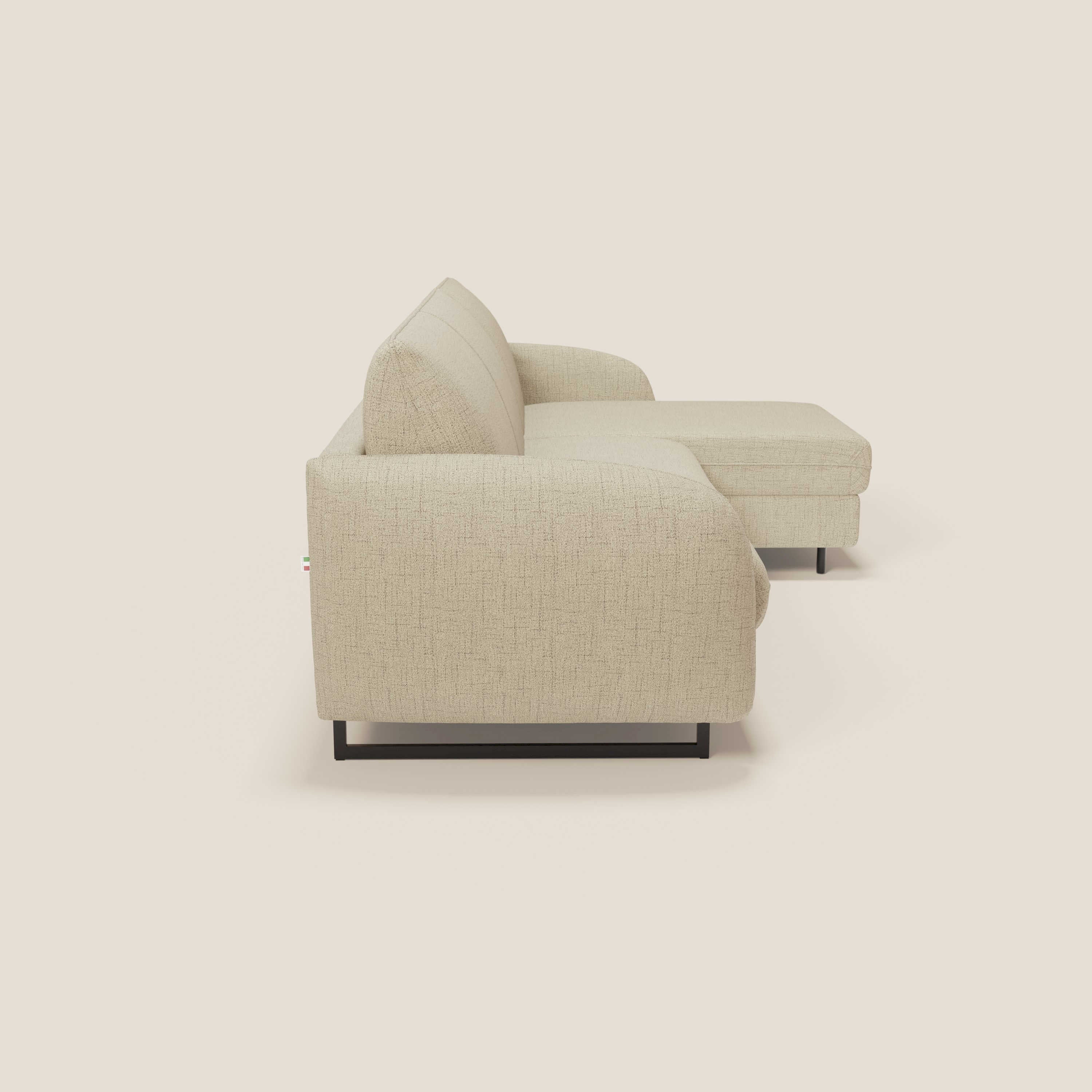 Ninfea Divano Letto Angolare con Penisola Contenitore e Materasso H18 cm - piedini in metallo e Tessuto impermeabile T03 - divani.store