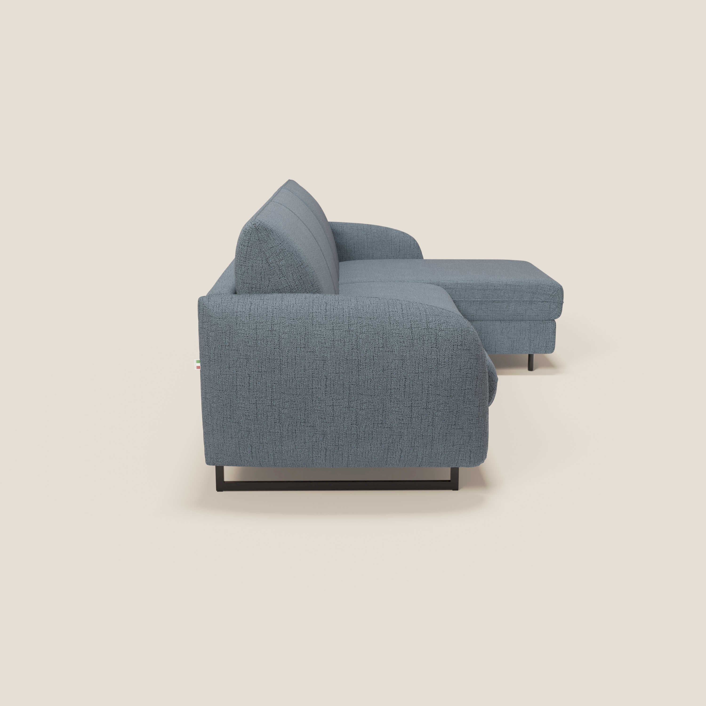 Ninfea Divano Letto Angolare con Penisola Contenitore e Materasso H18 cm - piedini in metallo e Tessuto impermeabile T03 - divani.store