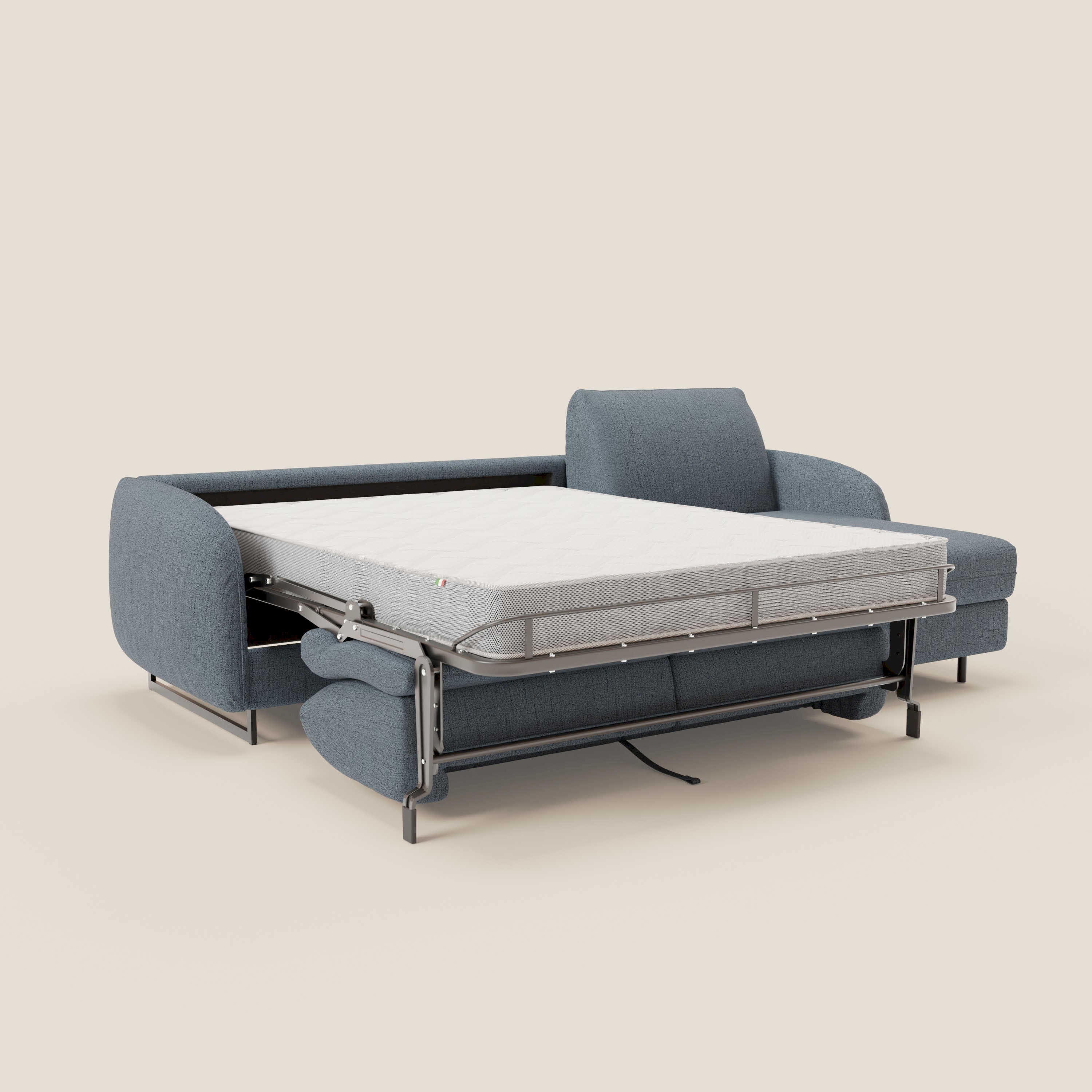 Ninfea Divano Letto Angolare con Penisola Contenitore e Materasso H18 cm - piedini in metallo e Tessuto impermeabile T03 - divani.store