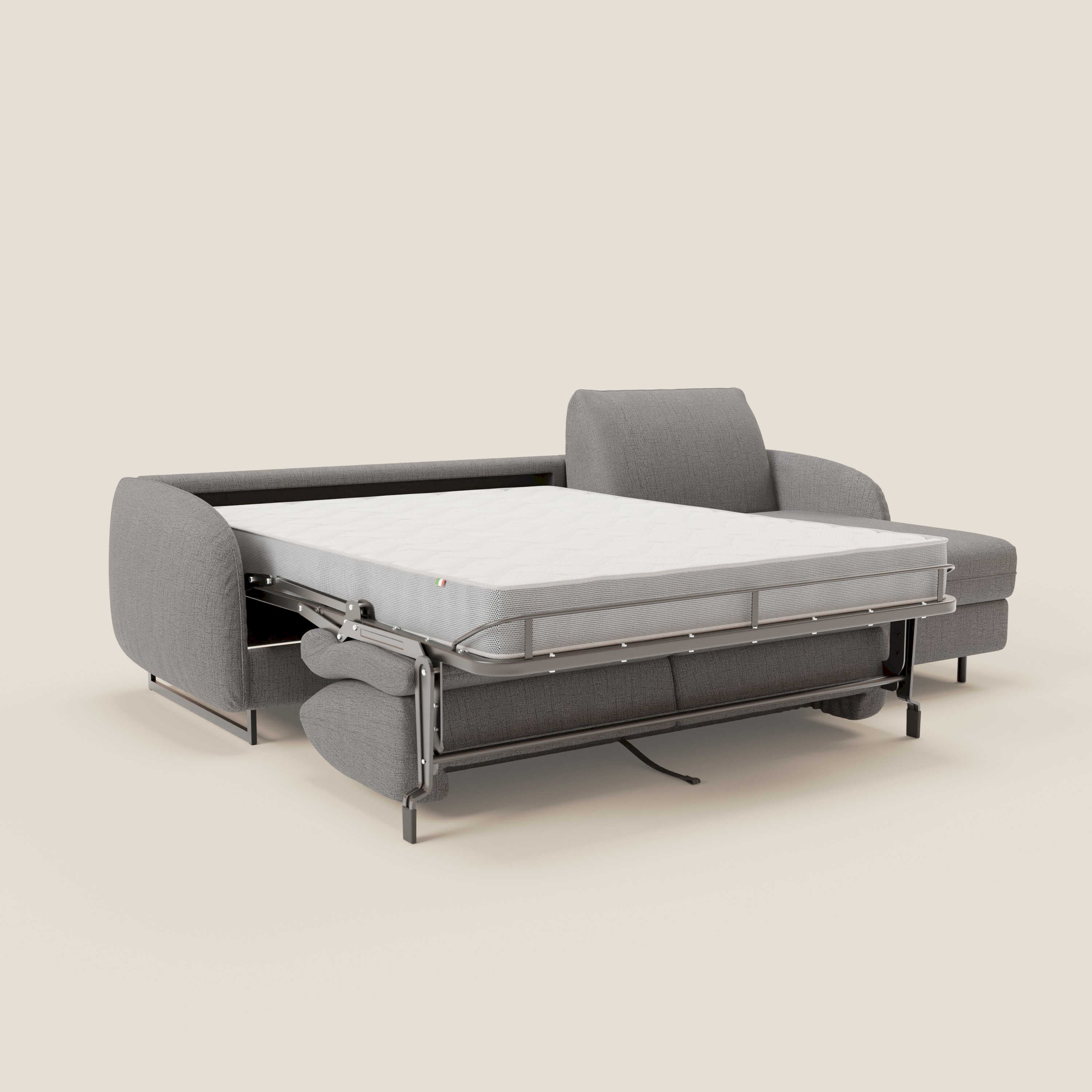 Ninfea Divano Letto Angolare con Penisola Contenitore e Materasso H18 cm - piedini in metallo e Tessuto impermeabile T03 - divani.store