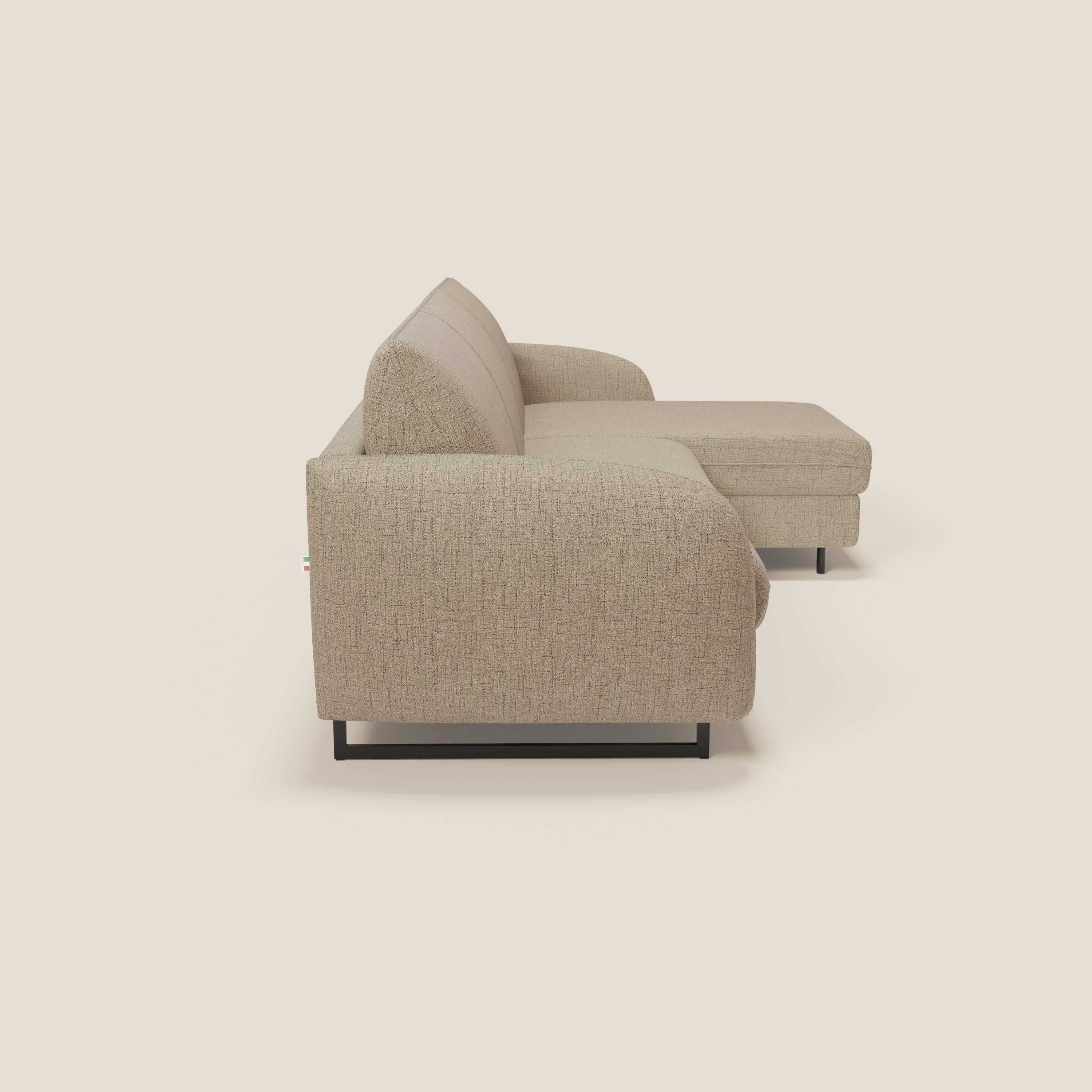 Ninfea Divano Letto Angolare con Penisola Contenitore e Materasso H18 cm - piedini in metallo e Tessuto impermeabile T03 - divani.store