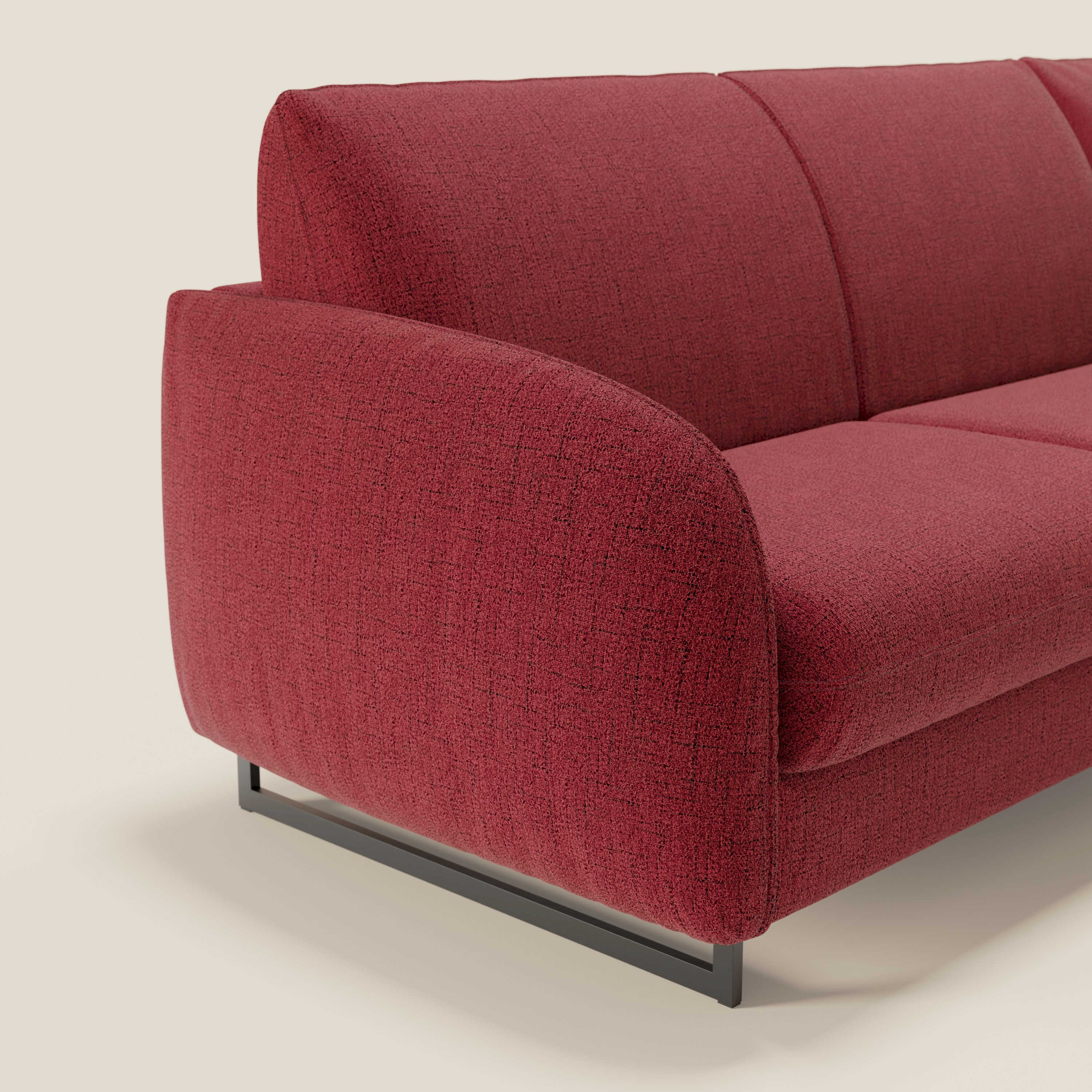 Ninfea Divano Letto Angolare con Penisola Contenitore e Materasso H18 cm - piedini in metallo e Tessuto impermeabile T03 - divani.store