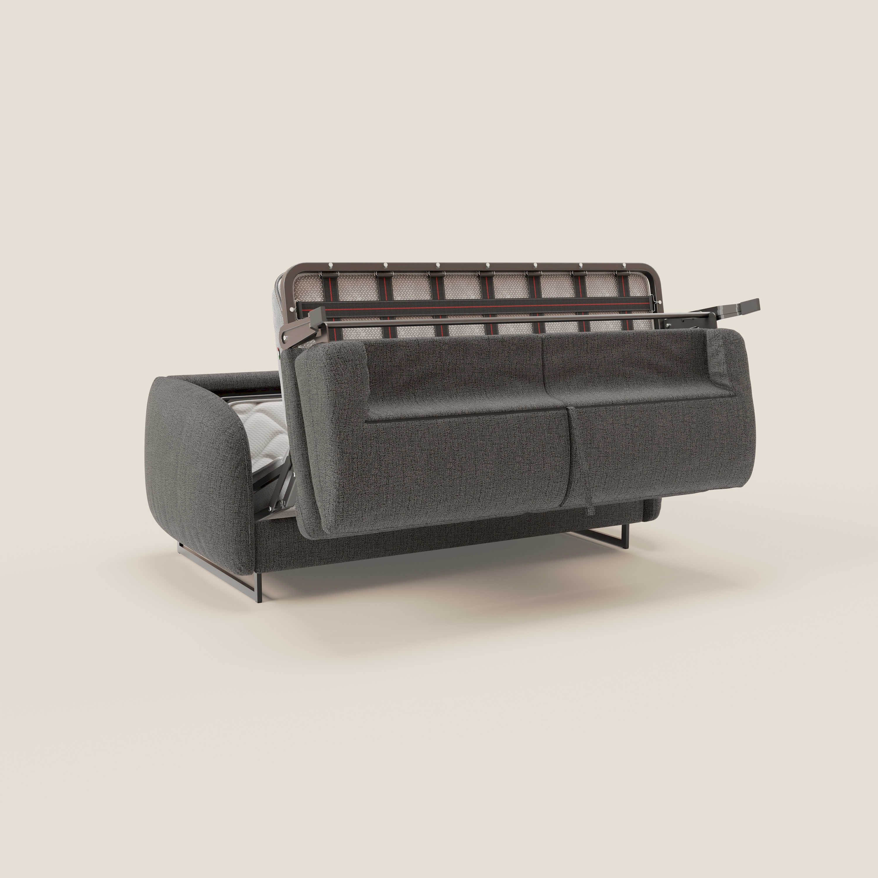 Ninfea divano letto Design Morbido con Piedini alti in Metallo e Materasso H18 cm in tessuto impermeabile T03 - divani.store