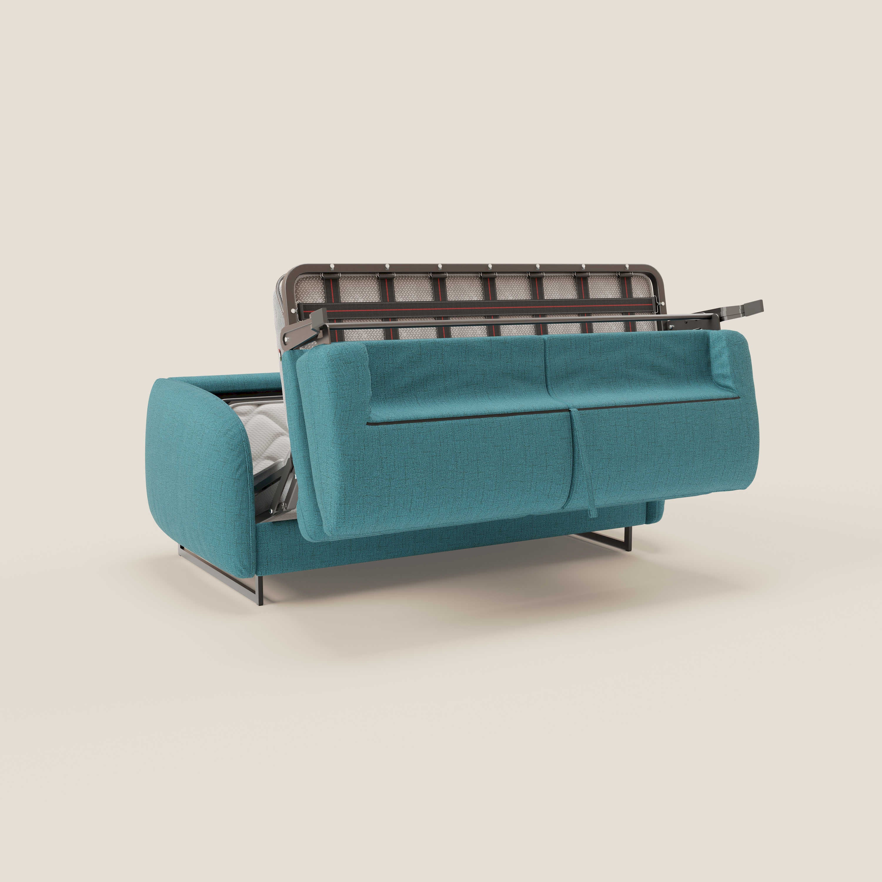 Ninfea divano letto Design Morbido con Piedini alti in Metallo e Materasso H18 cm in tessuto impermeabile T03 - divani.store