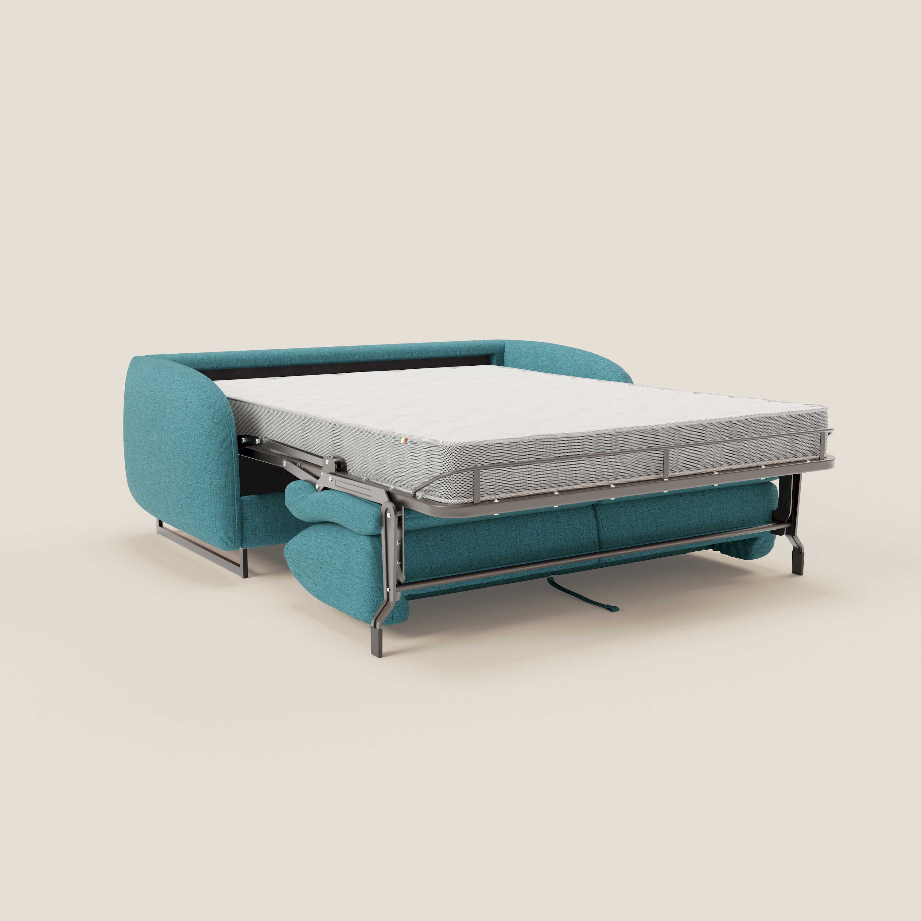 Ninfea divano letto Design Morbido con Piedini alti in Metallo e Materasso H18 cm in tessuto impermeabile T03 - divani.store