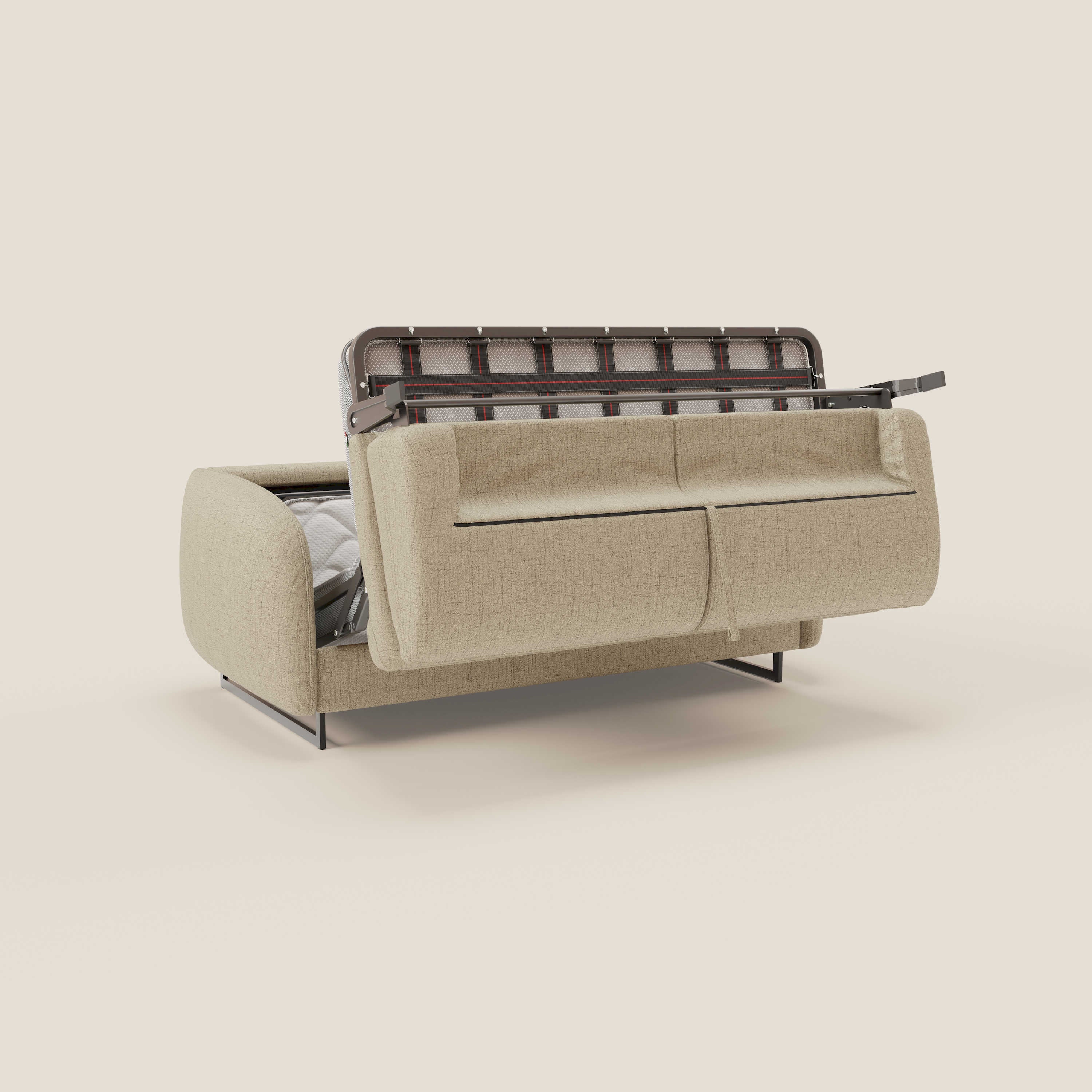 Ninfea divano letto Design Morbido con Piedini alti in Metallo e Materasso H18 cm in tessuto impermeabile T03 - divani.store