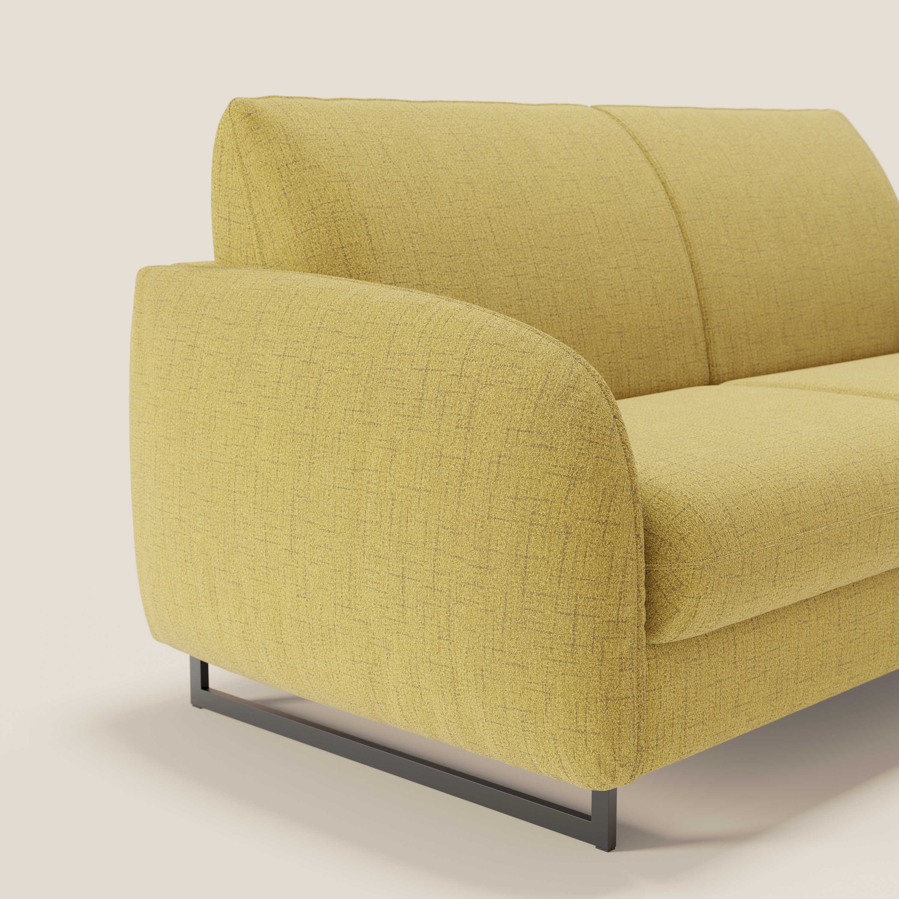 Ninfea divano letto Design Morbido con Piedini alti in Metallo e Materasso H18 cm in tessuto impermeabile T03 - divani.store