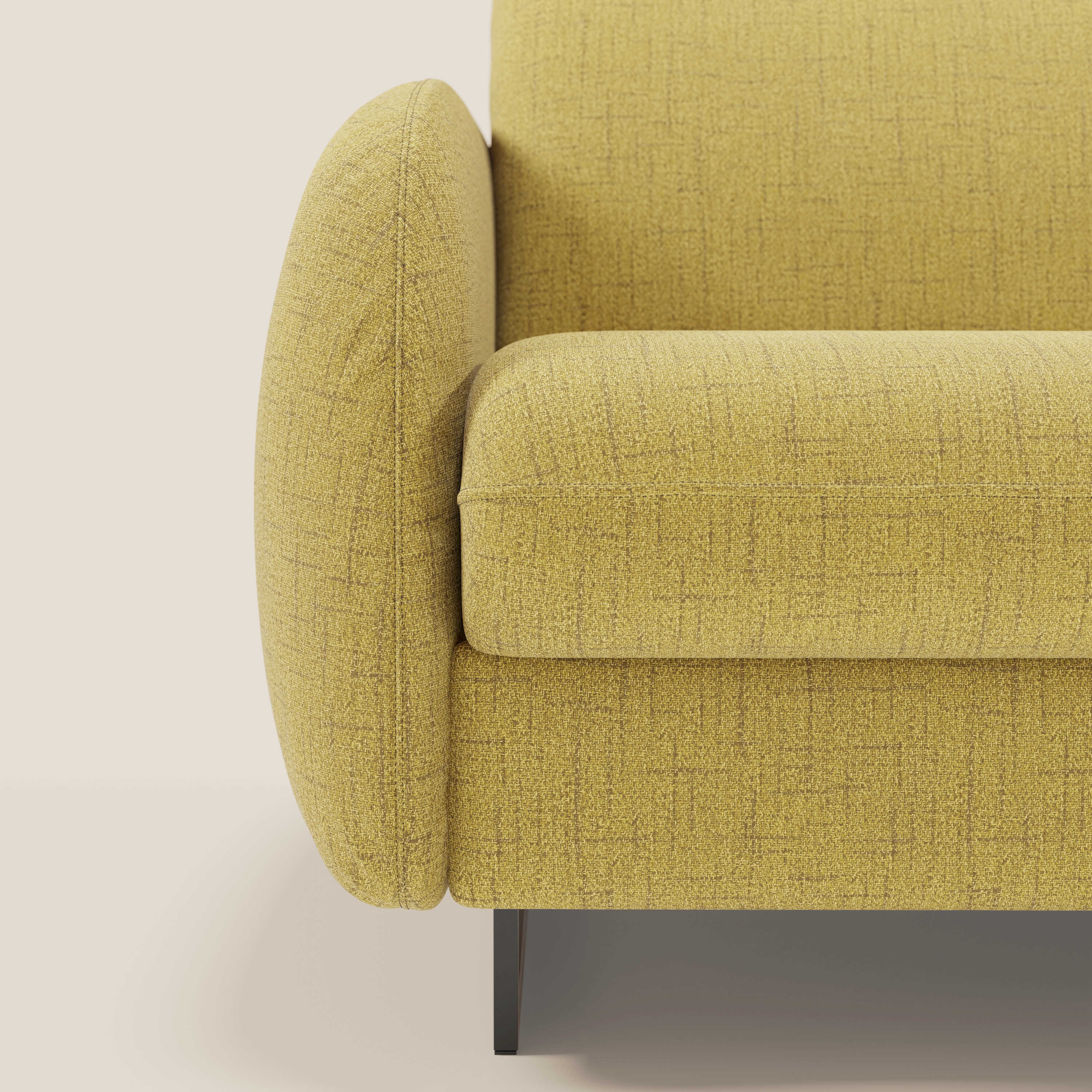 Ninfea divano letto Design Morbido con Piedini alti in Metallo e Materasso H18 cm in tessuto impermeabile T03 - divani.store