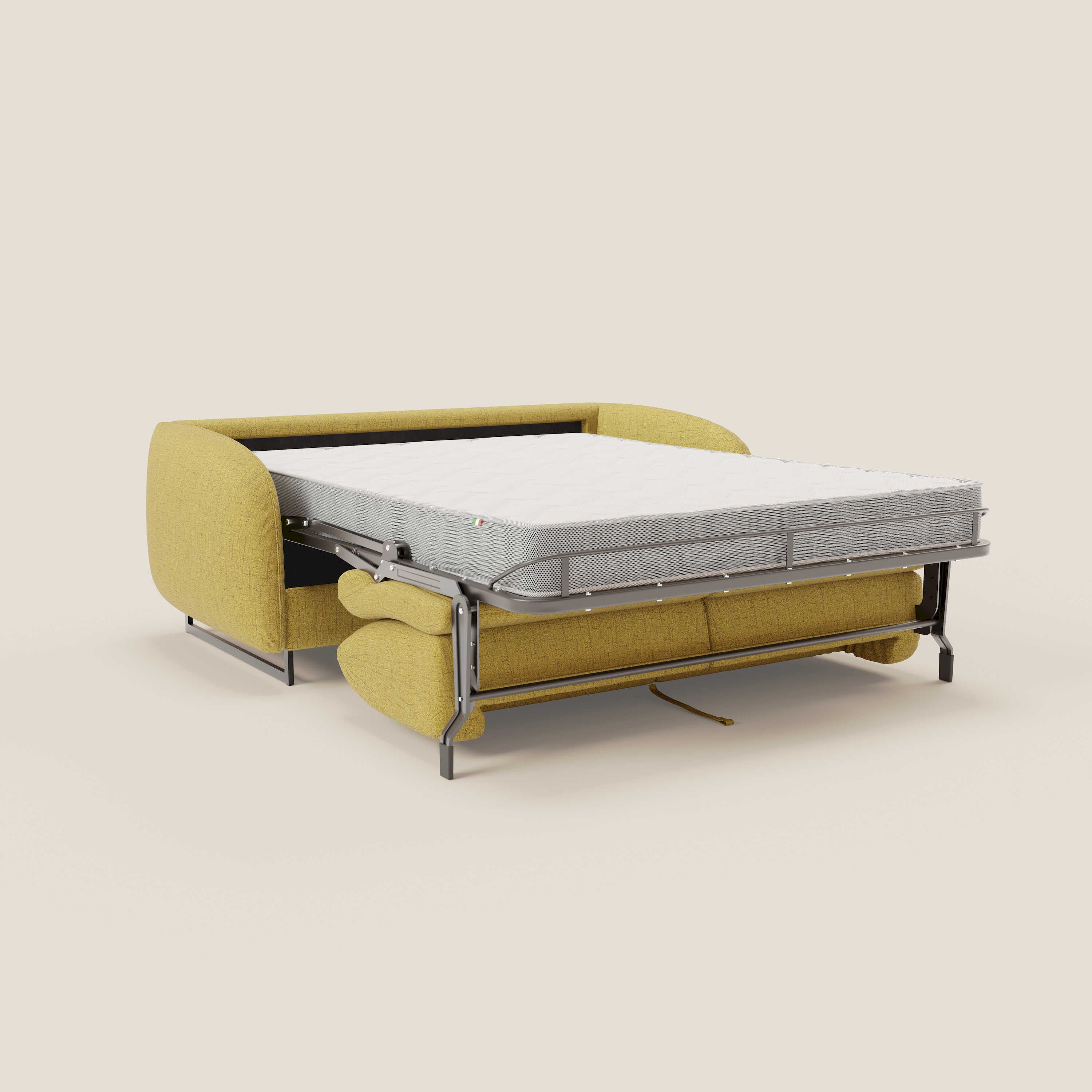 Ninfea divano letto Design Morbido con Piedini alti in Metallo e Materasso H18 cm in tessuto impermeabile T03 - divani.store