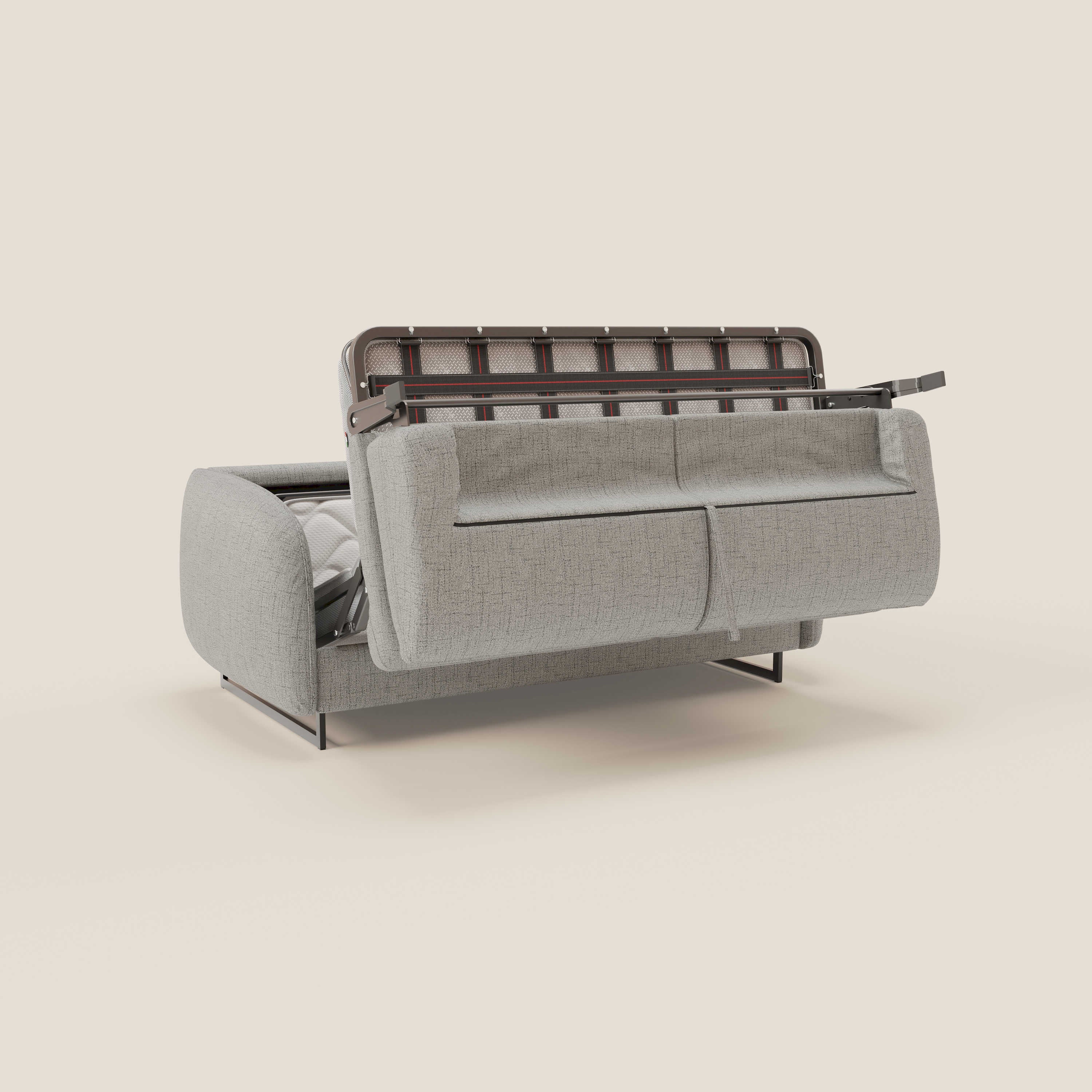 Ninfea divano letto Design Morbido con Piedini alti in Metallo e Materasso H18 cm in tessuto impermeabile T03 - divani.store