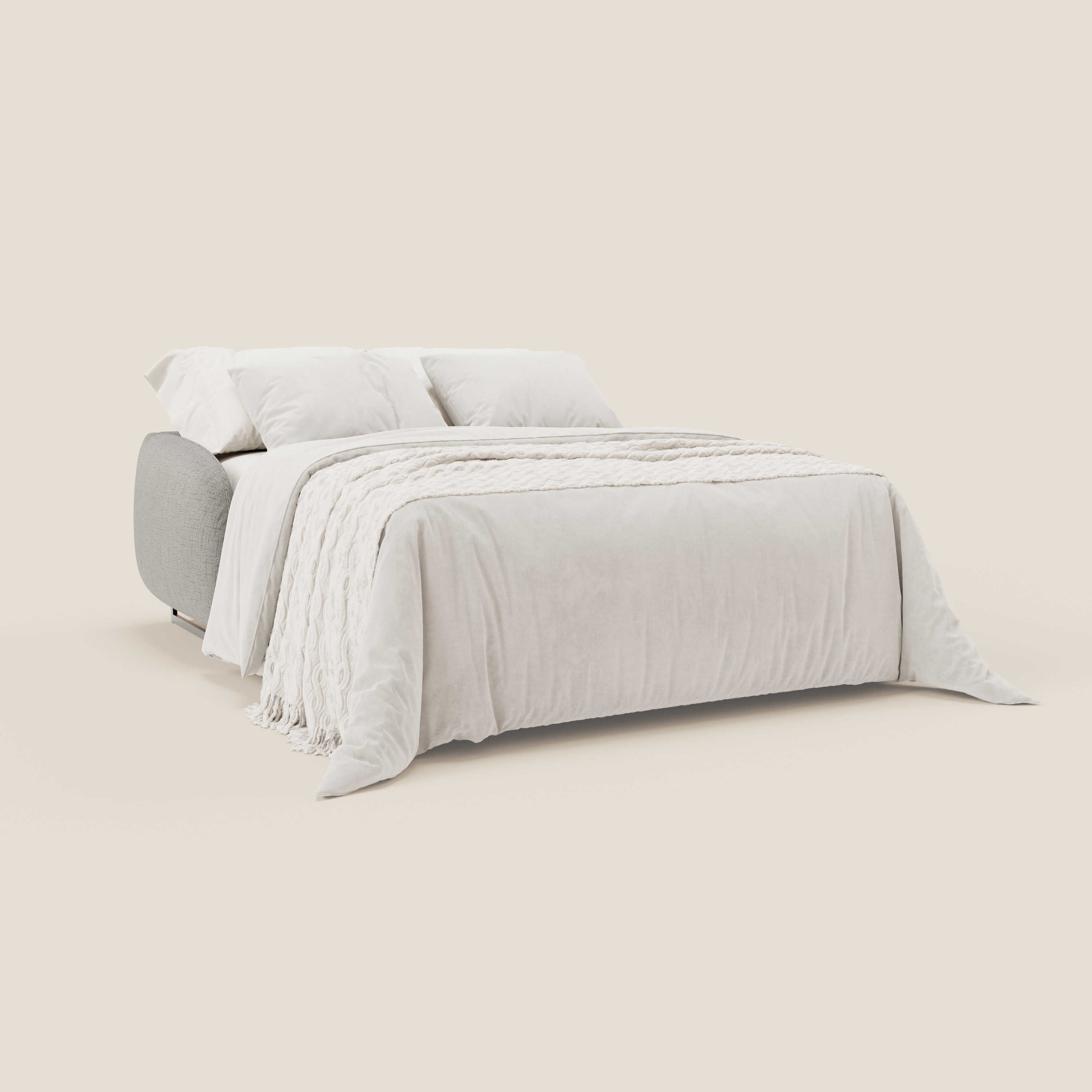 Ninfea divano letto Design Morbido con Piedini alti in Metallo e Materasso H18 cm in tessuto impermeabile T03 - divani.store