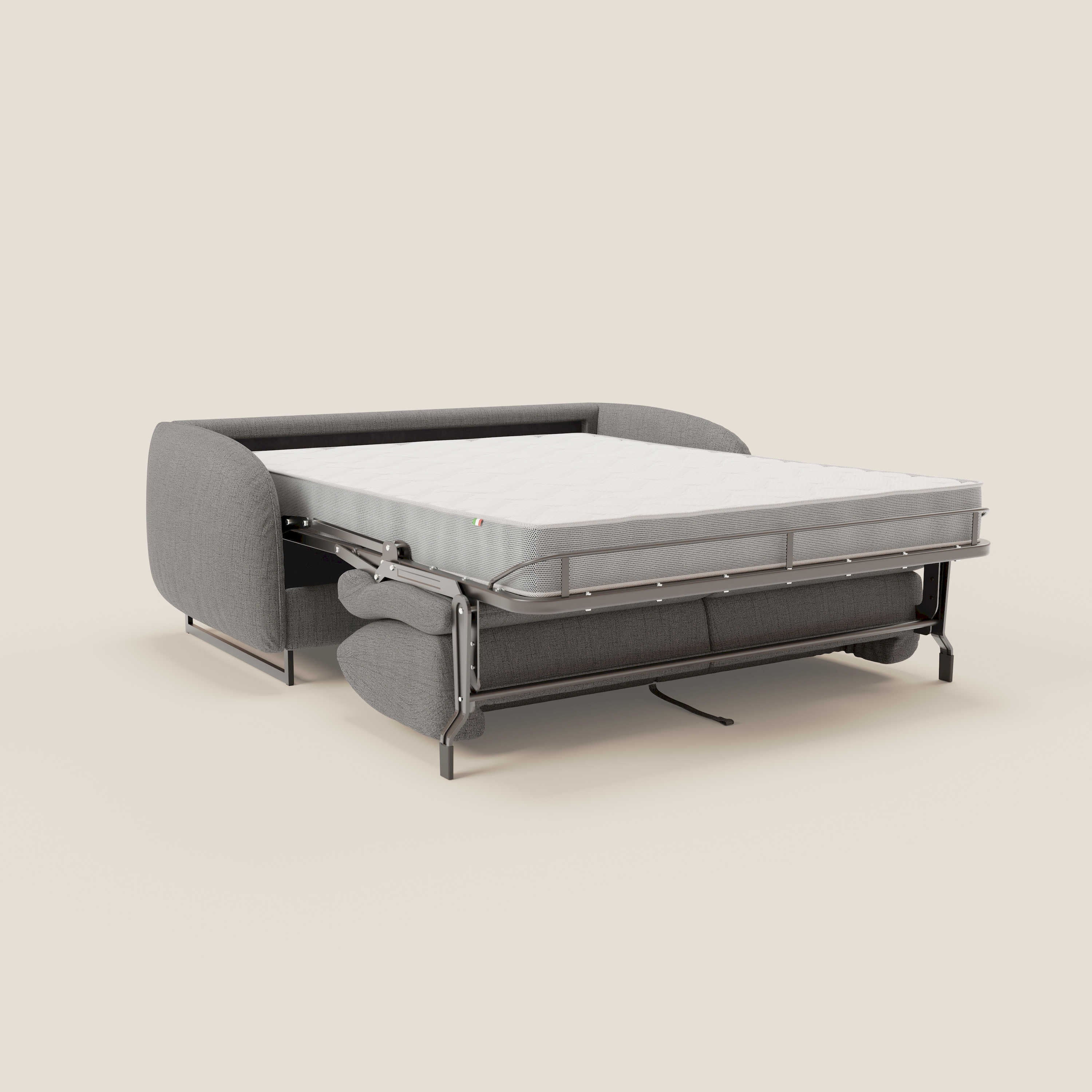 Ninfea divano letto Design Morbido con Piedini alti in Metallo e Materasso H18 cm in tessuto impermeabile T03 - divani.store