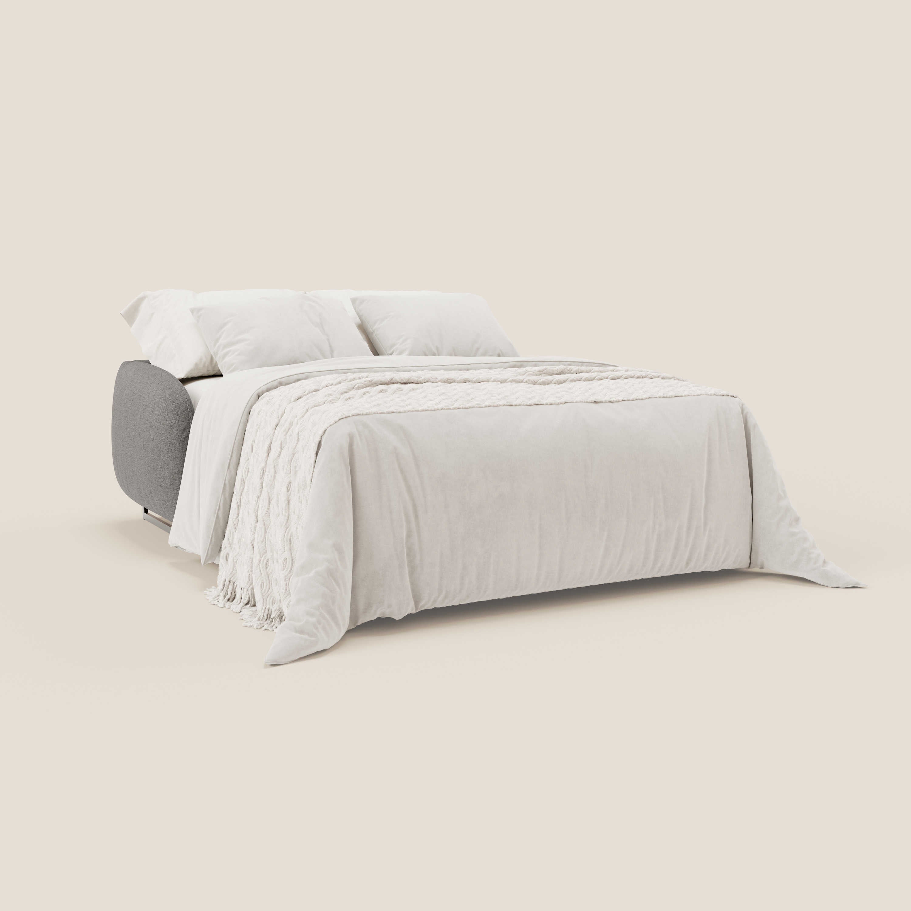 Ninfea divano letto Design Morbido con Piedini alti in Metallo e Materasso H18 cm in tessuto impermeabile T03 - divani.store