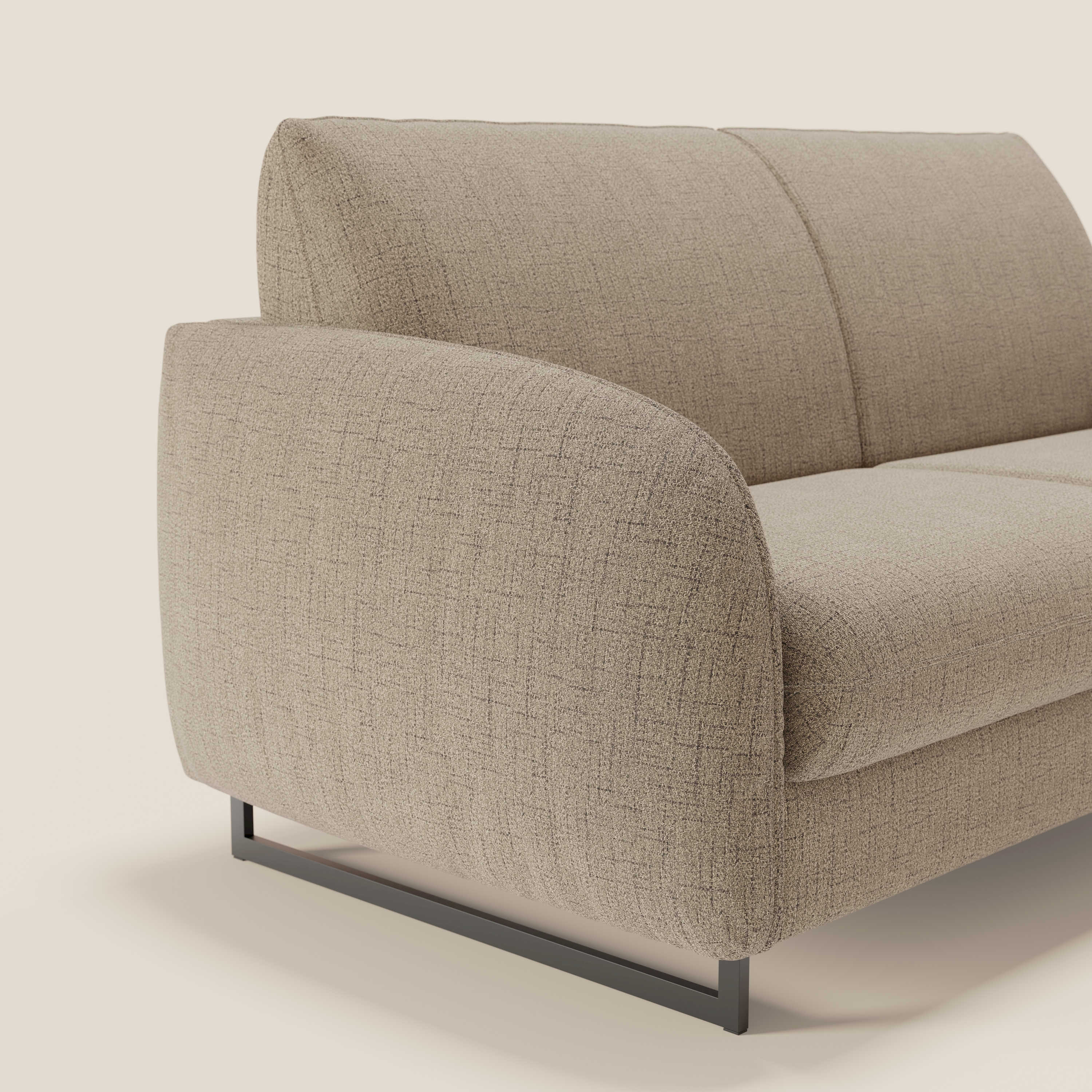 Ninfea divano letto Design Morbido con Piedini alti in Metallo e Materasso H18 cm in tessuto impermeabile T03 - divani.store