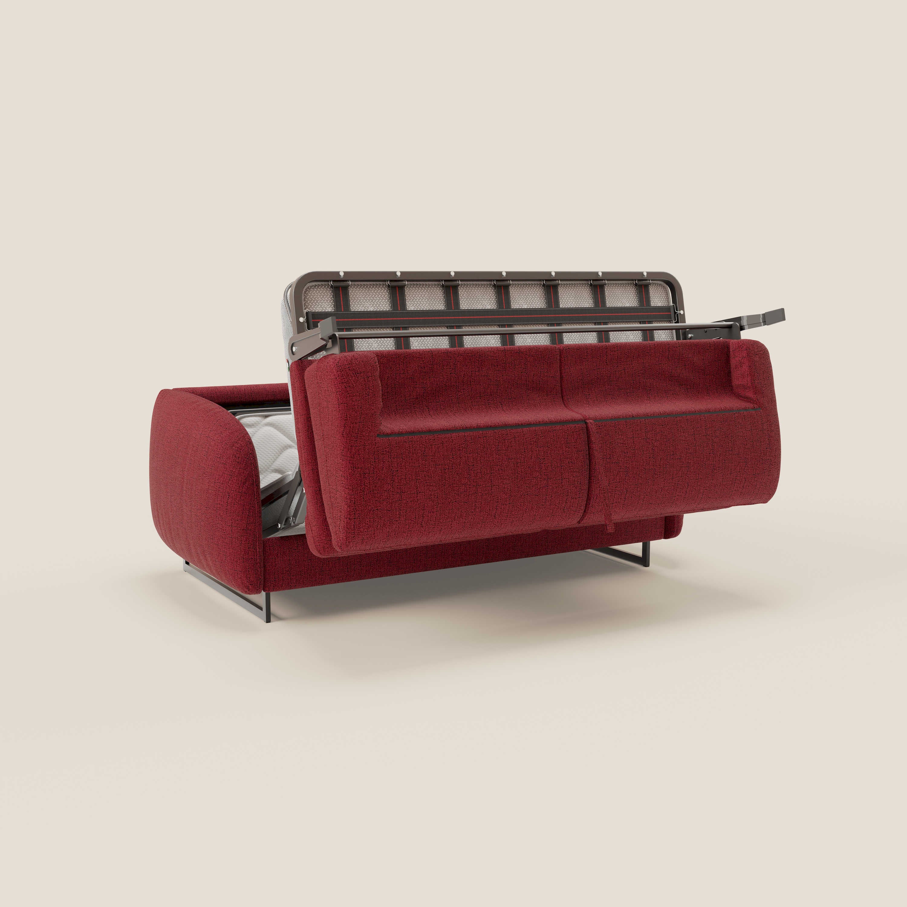 Ninfea divano letto Design Morbido con Piedini alti in Metallo e Materasso H18 cm in tessuto impermeabile T03 - divani.store