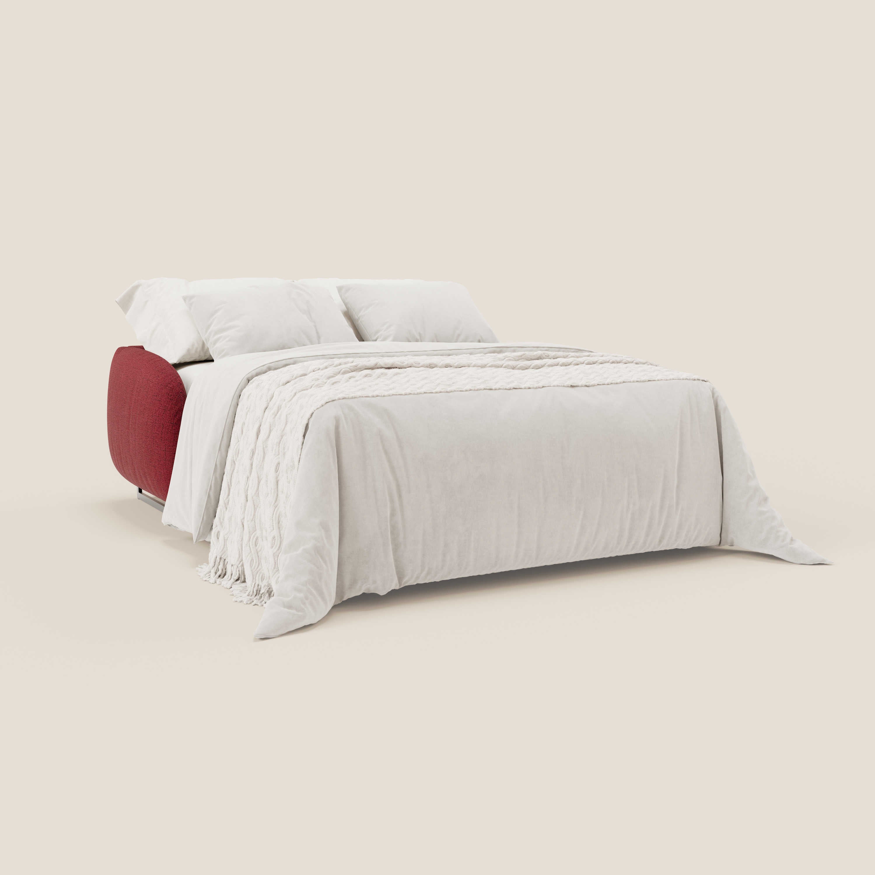 Ninfea divano letto Design Morbido con Piedini alti in Metallo e Materasso H18 cm in tessuto impermeabile T03 - divani.store