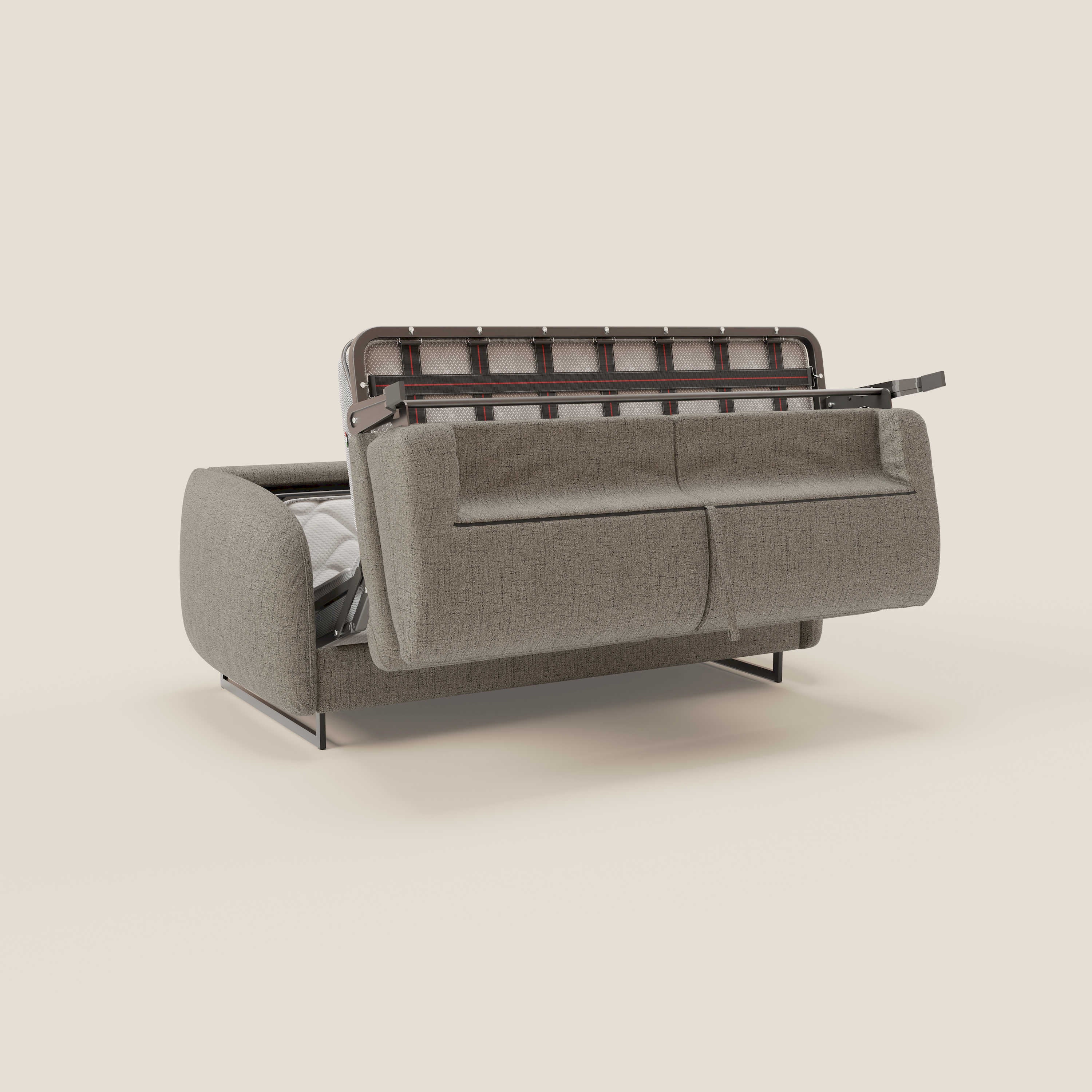 Ninfea divano letto Design Morbido con Piedini alti in Metallo e Materasso H18 cm in tessuto impermeabile T03 - divani.store