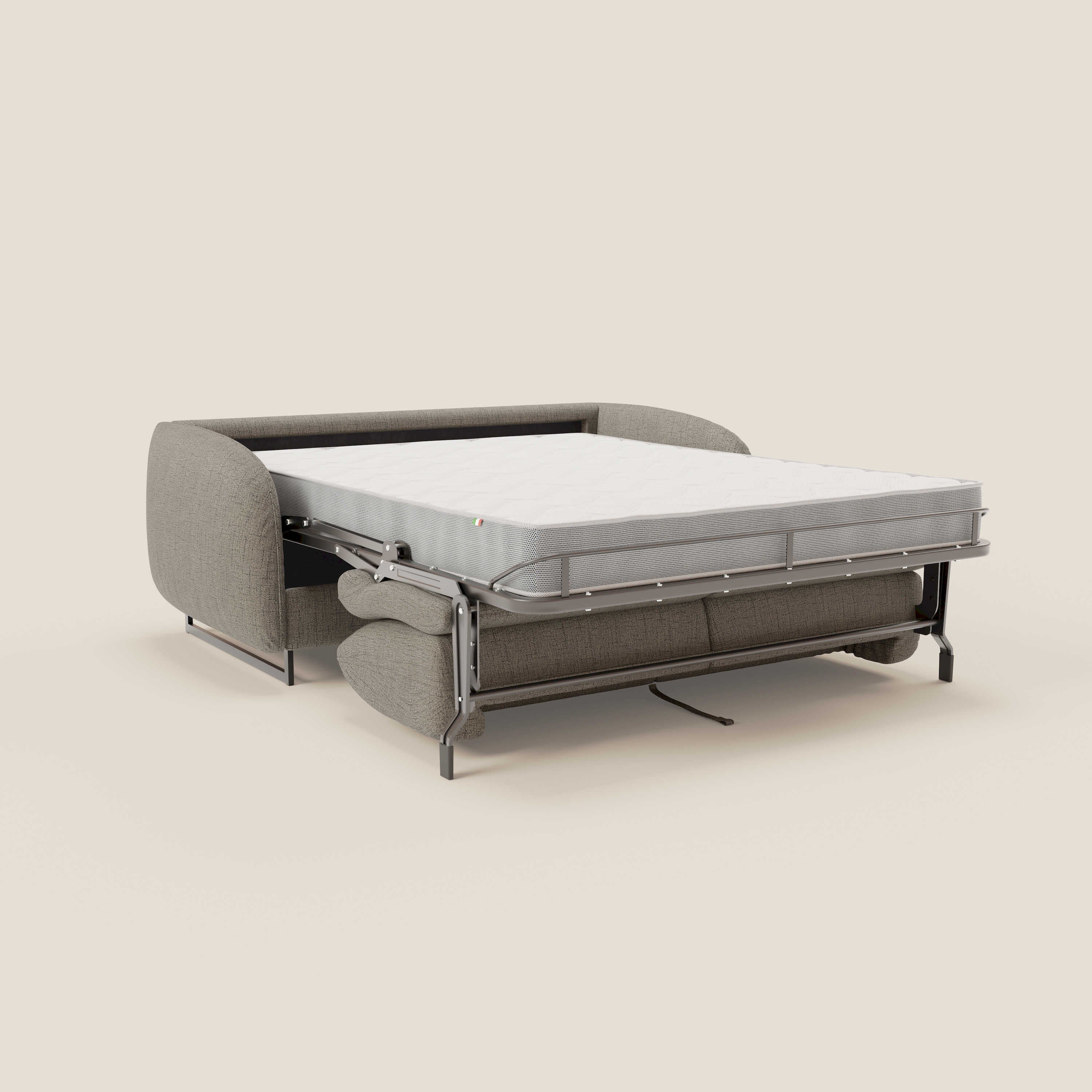 Ninfea divano letto Design Morbido con Piedini alti in Metallo e Materasso H18 cm in tessuto impermeabile T03 - divani.store