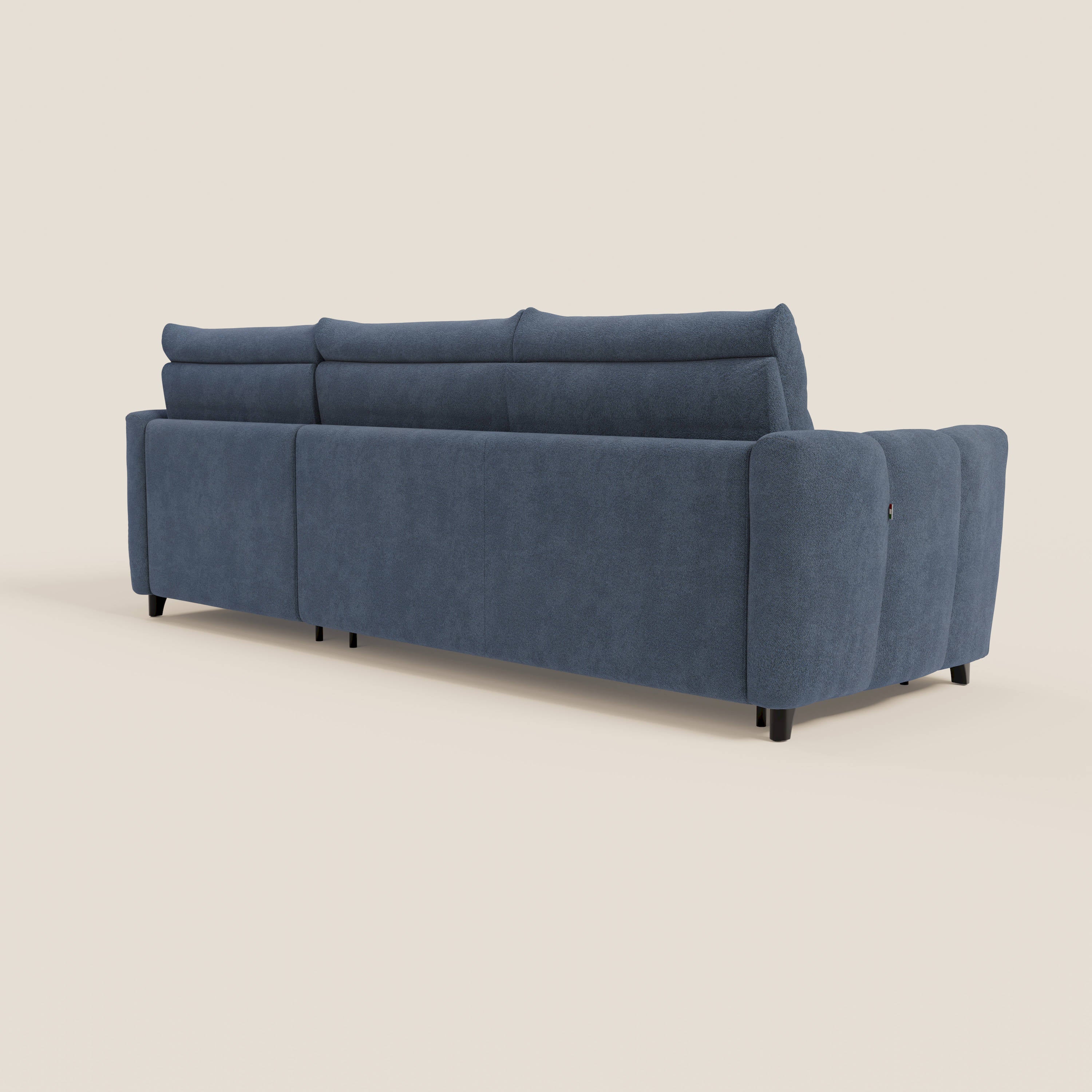 Peonia divano letto angolare con Penisola Contenitore - Materasso H18 cm in Bouclé Impermeabile T07 - divani.store