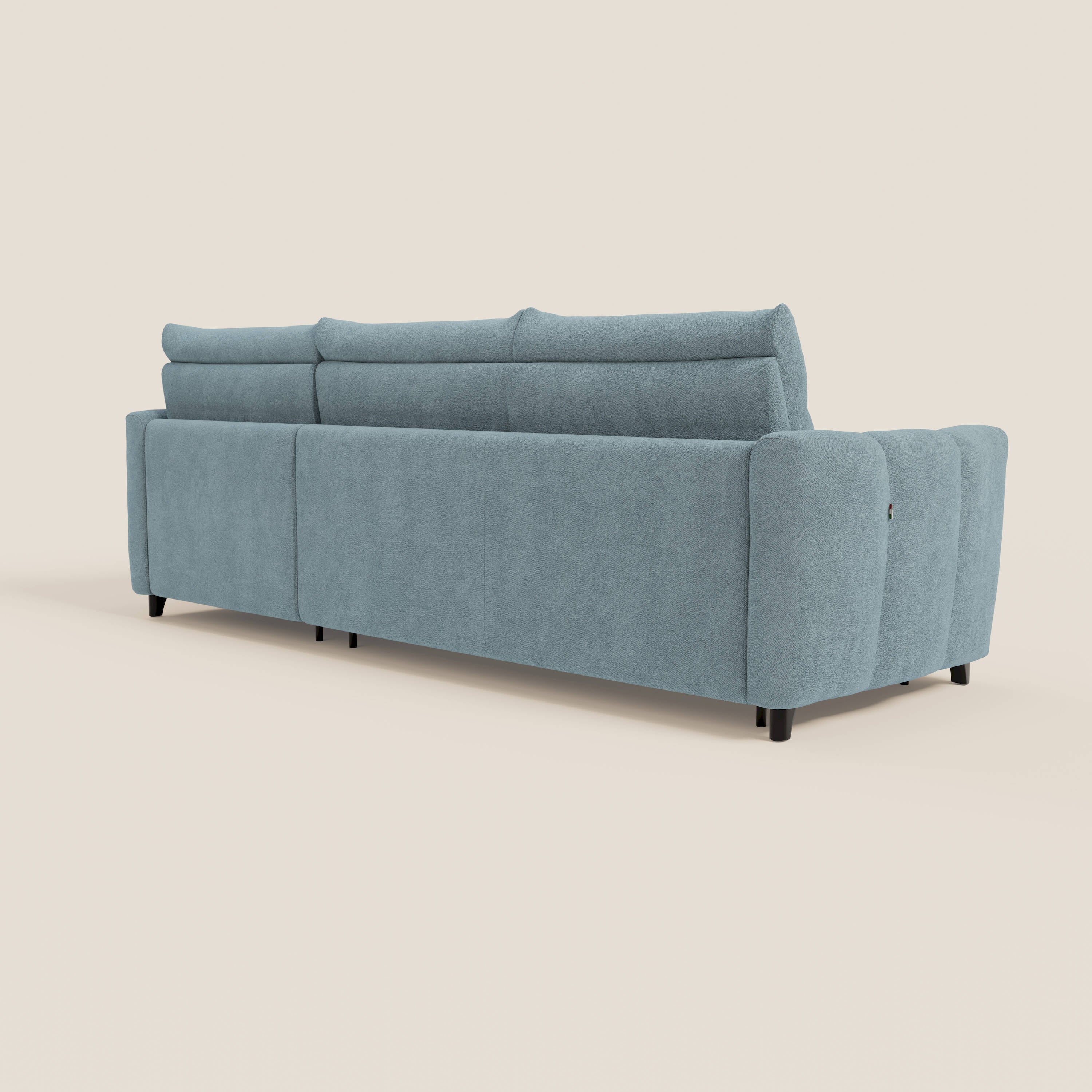 Peonia divano letto angolare con Penisola Contenitore - Materasso H18 cm in Bouclé Impermeabile T07 - divani.store