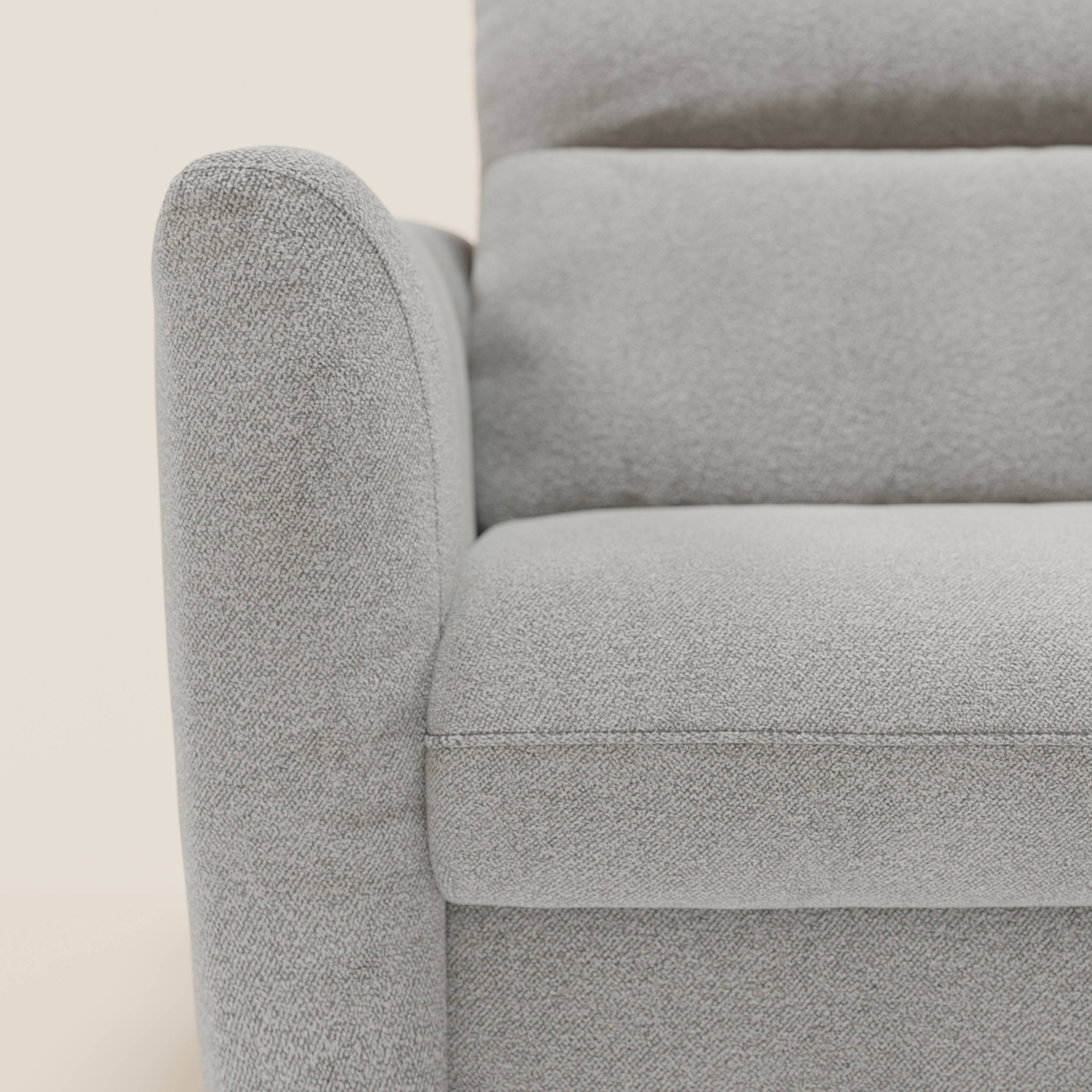 Peonia divano letto angolare con Penisola Contenitore - Materasso H18 cm in Bouclé Impermeabile T07 - divani.store