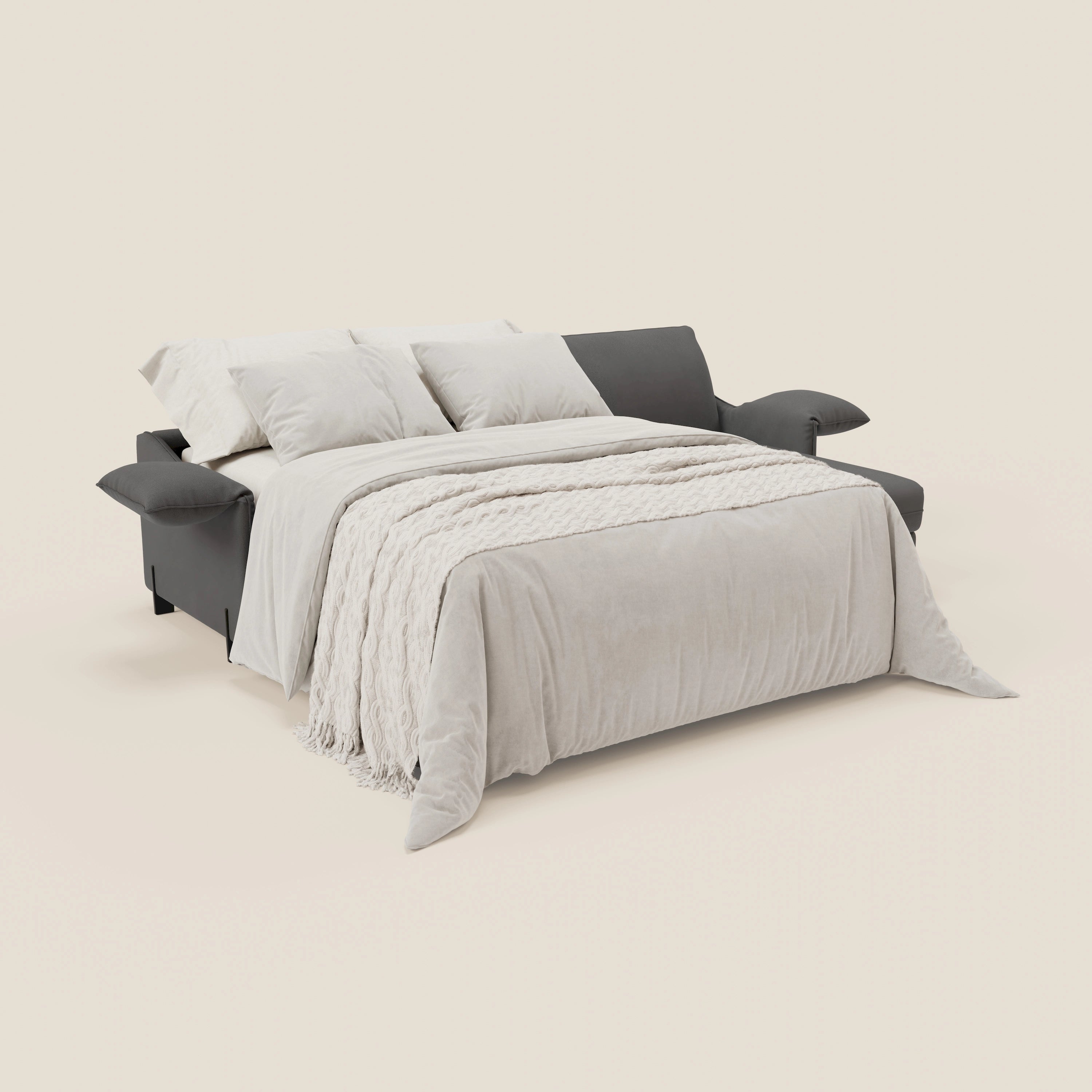 Primula divano letto angolare con materasso H18 cm - penisola contenitore in tessuto smacchiabile T05 - divani.store