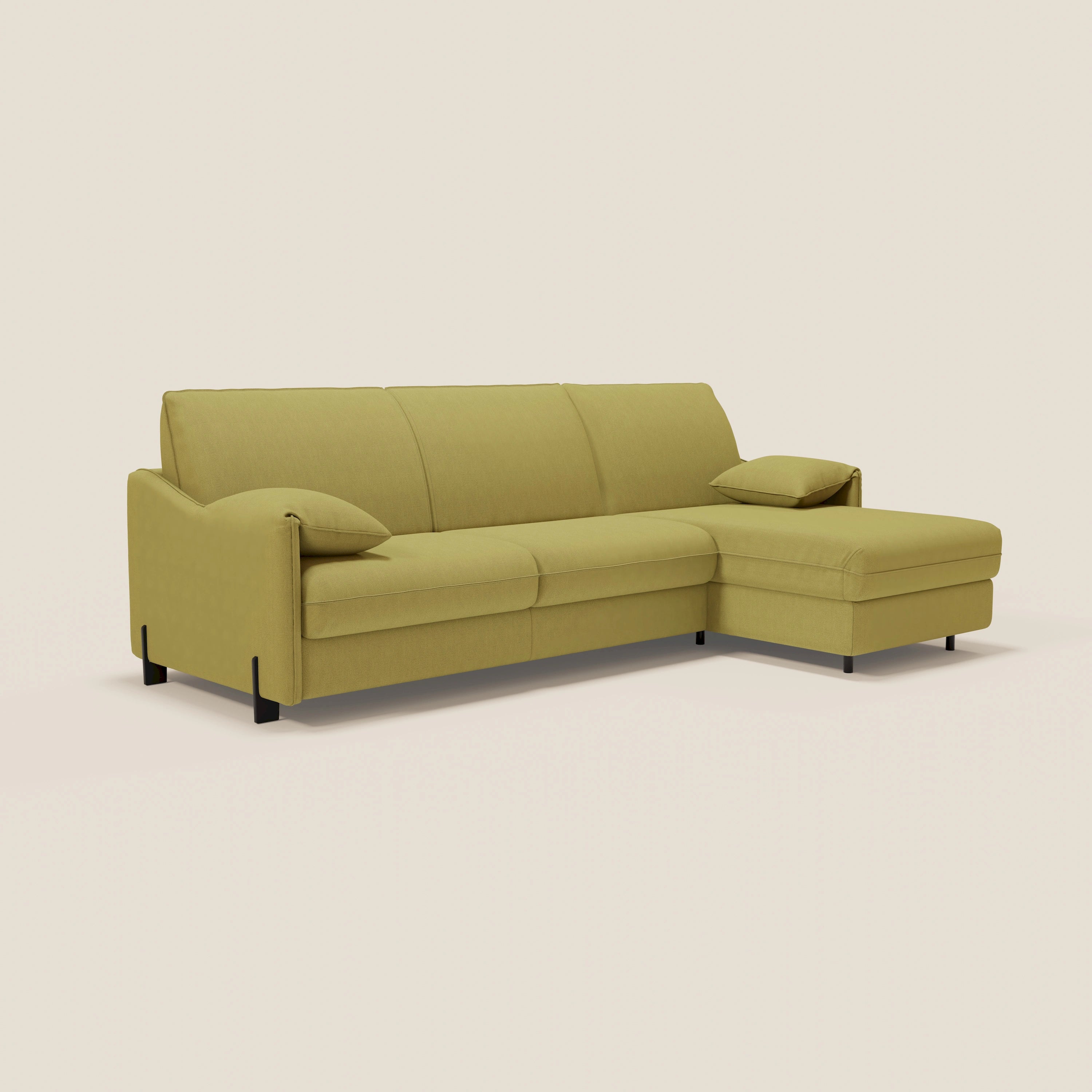 Primula divano letto angolare con materasso H18 cm - penisola contenitore in tessuto smacchiabile T05 - divani.store