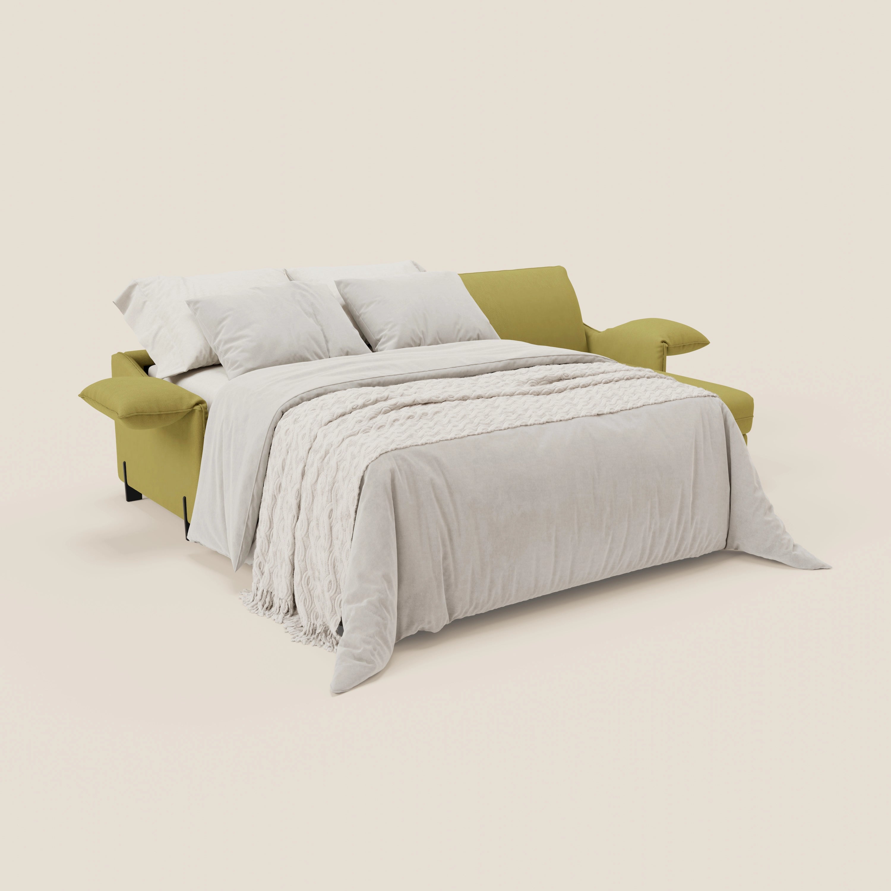 Primula divano letto angolare con materasso H18 cm - penisola contenitore in tessuto smacchiabile T05 - divani.store