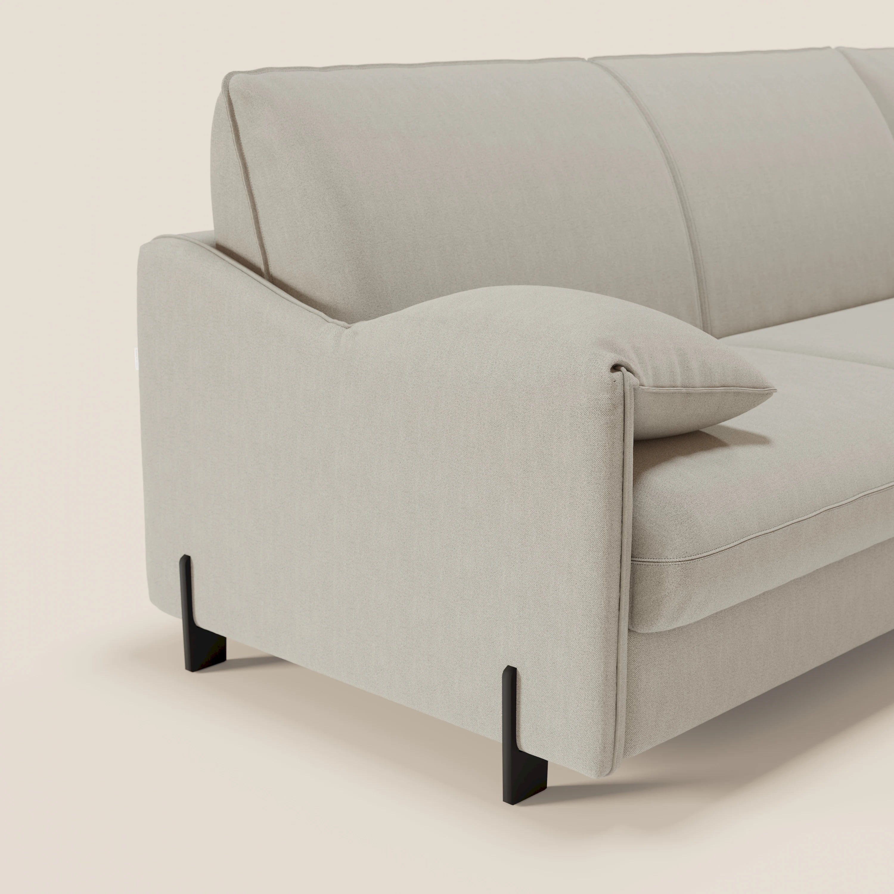 Primula divano letto angolare con materasso H18 cm - penisola contenitore in tessuto smacchiabile T05 - divani.store