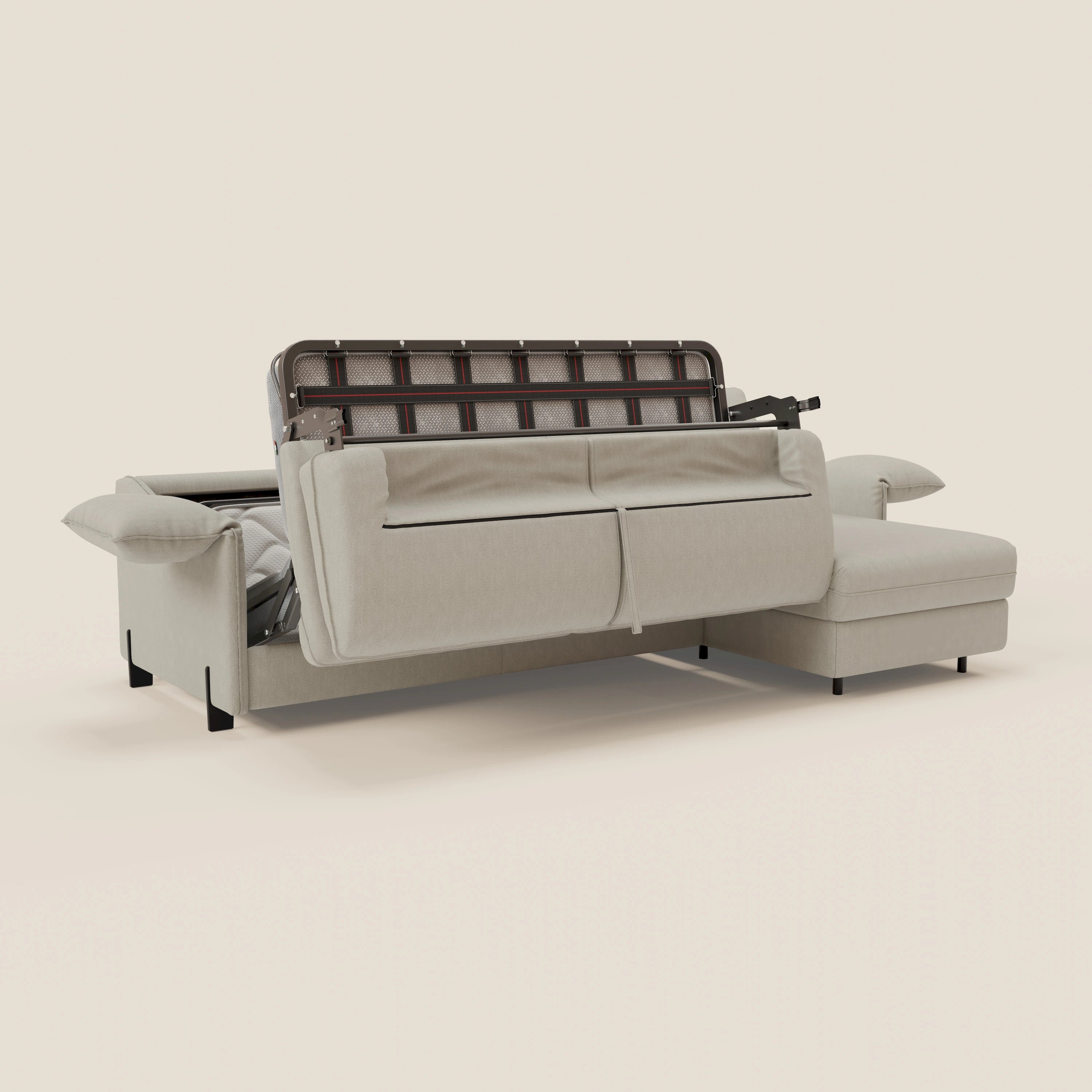 Primula divano letto angolare con materasso H18 cm - penisola contenitore in tessuto smacchiabile T05 - divani.store