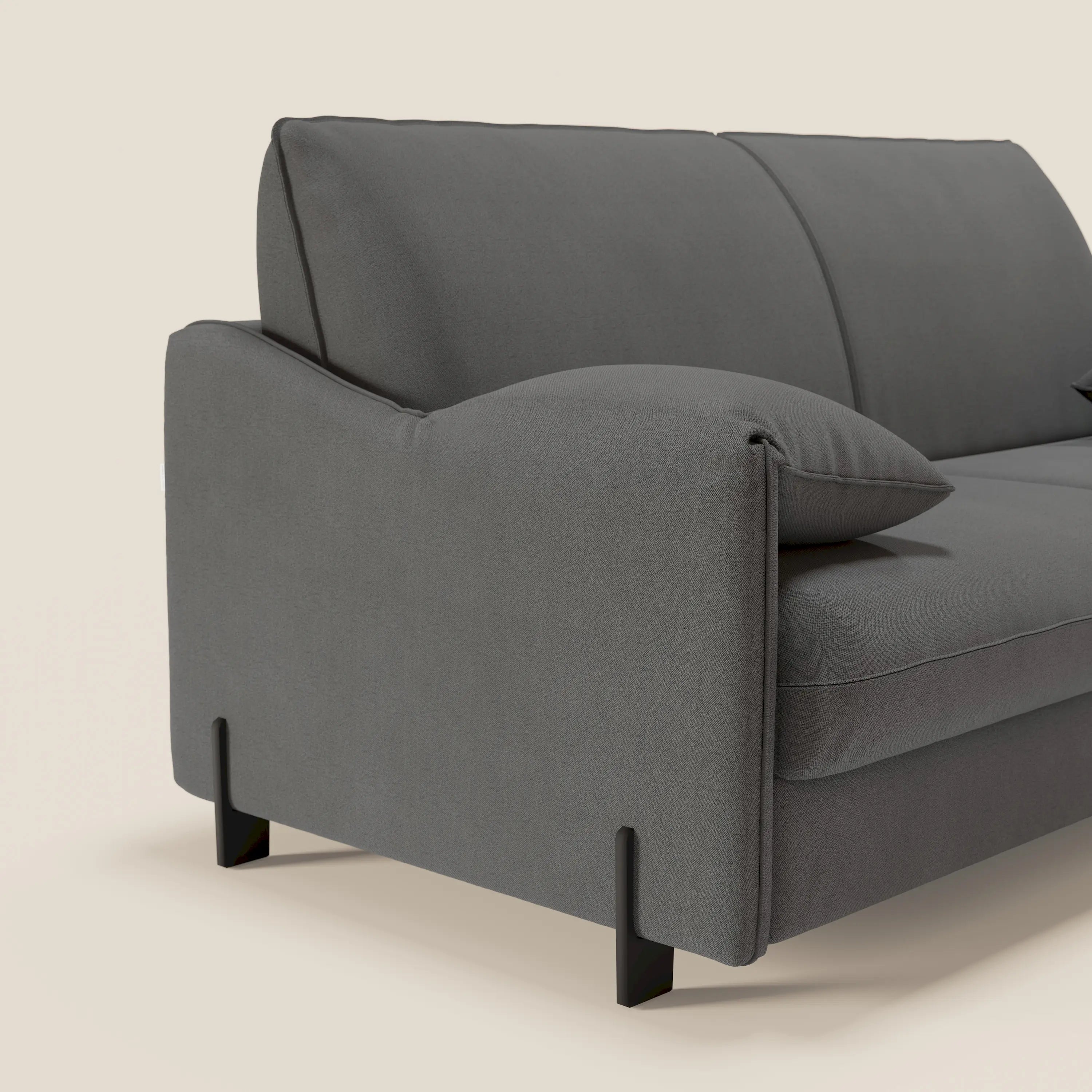Primula divano letto con materasso alto 18 cm - braccioli mobili e tessuto smacchiabile T05 - divani.store