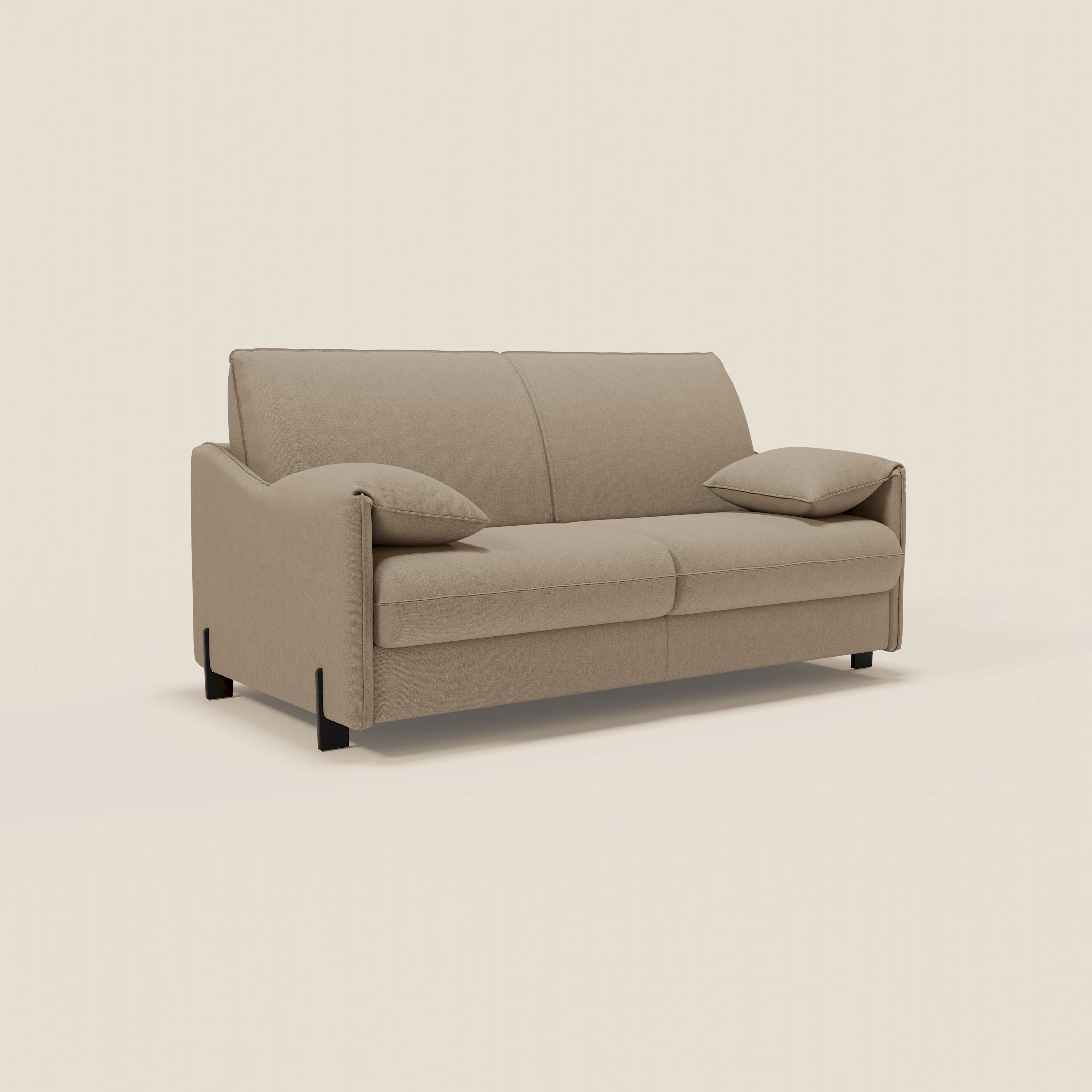 Primula divano letto con materasso alto 18 cm - braccioli mobili e tessuto smacchiabile T05 - divani.store