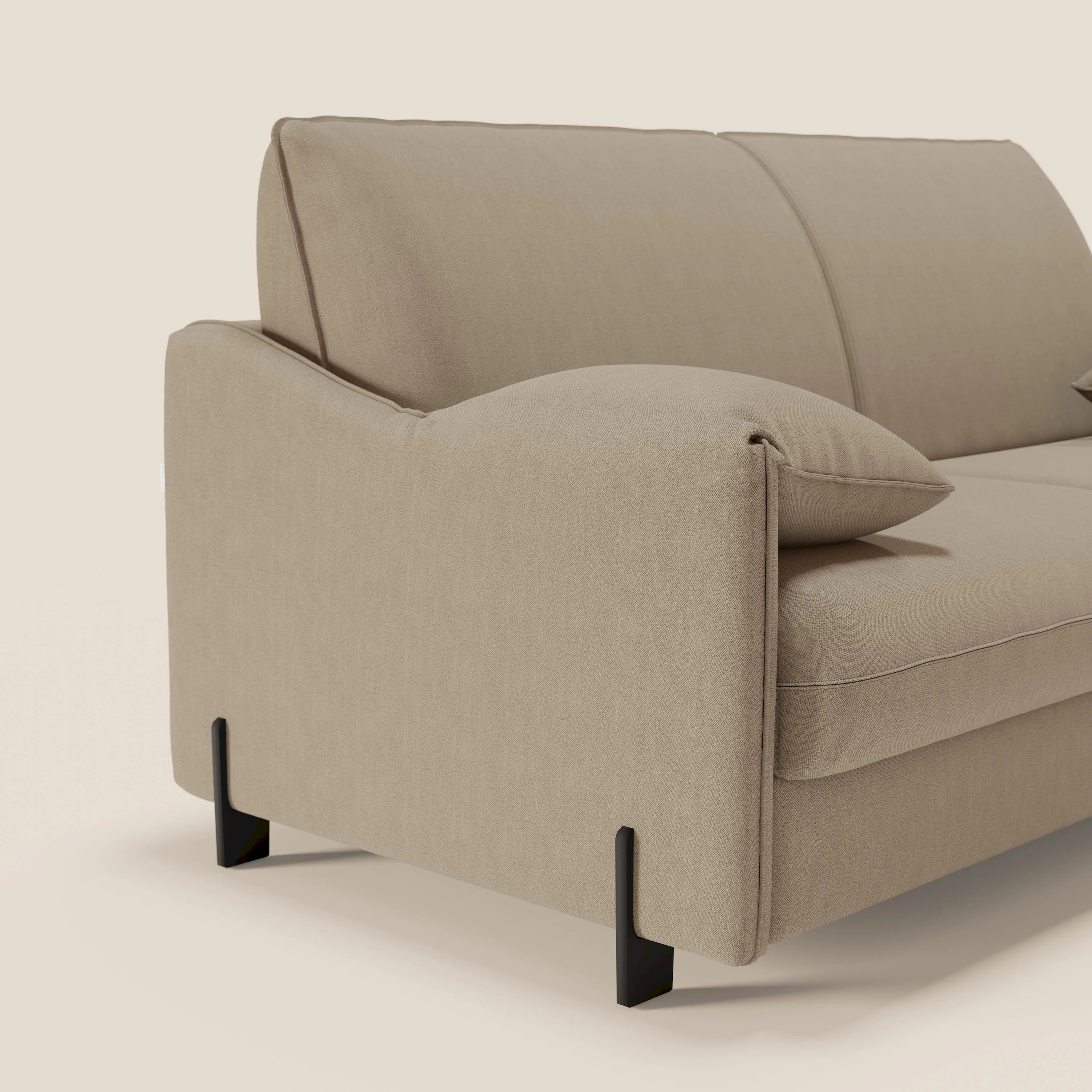 Primula divano letto con materasso alto 18 cm - braccioli mobili e tessuto smacchiabile T05 - divani.store