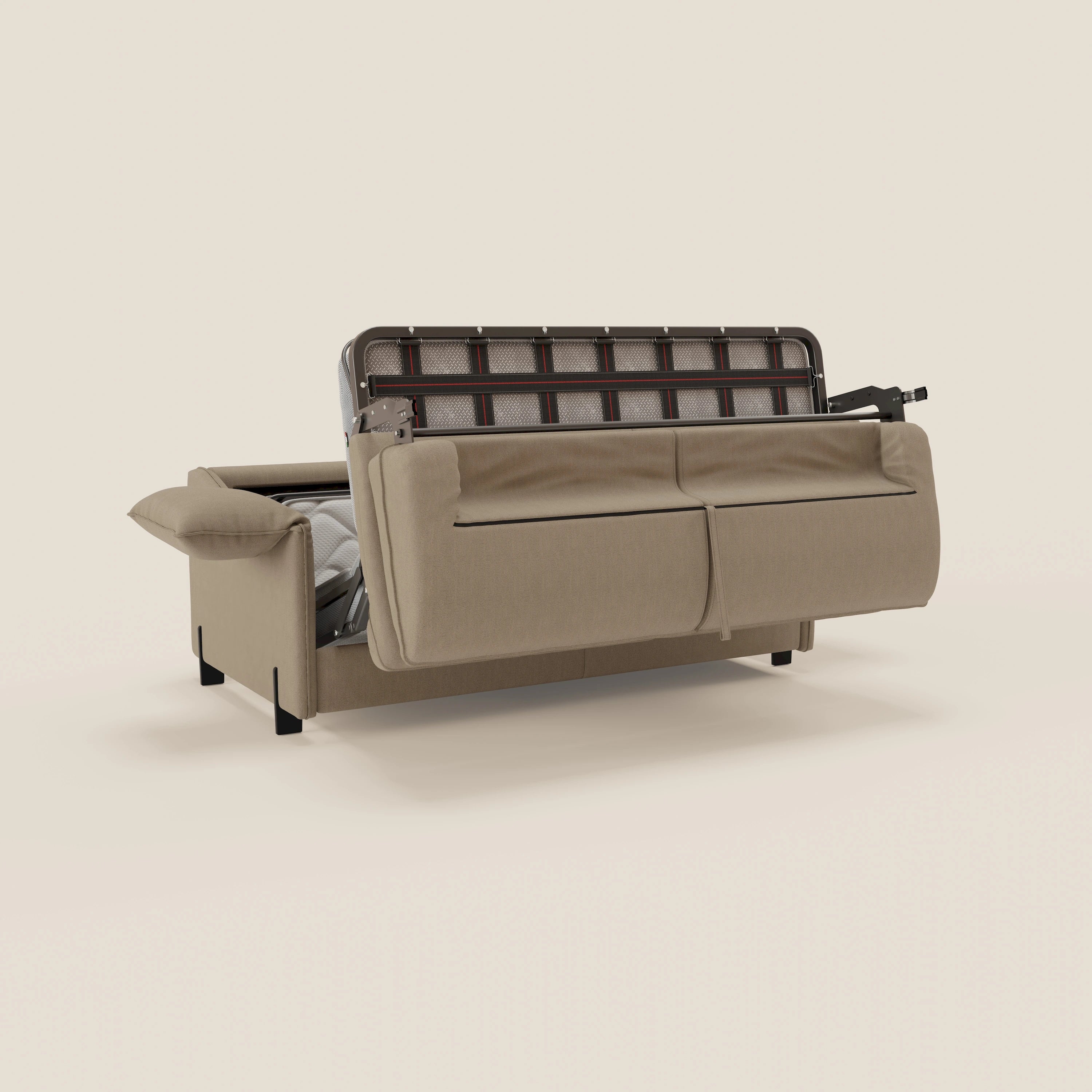 Primula divano letto con materasso alto 18 cm - braccioli mobili e tessuto smacchiabile T05 - divani.store