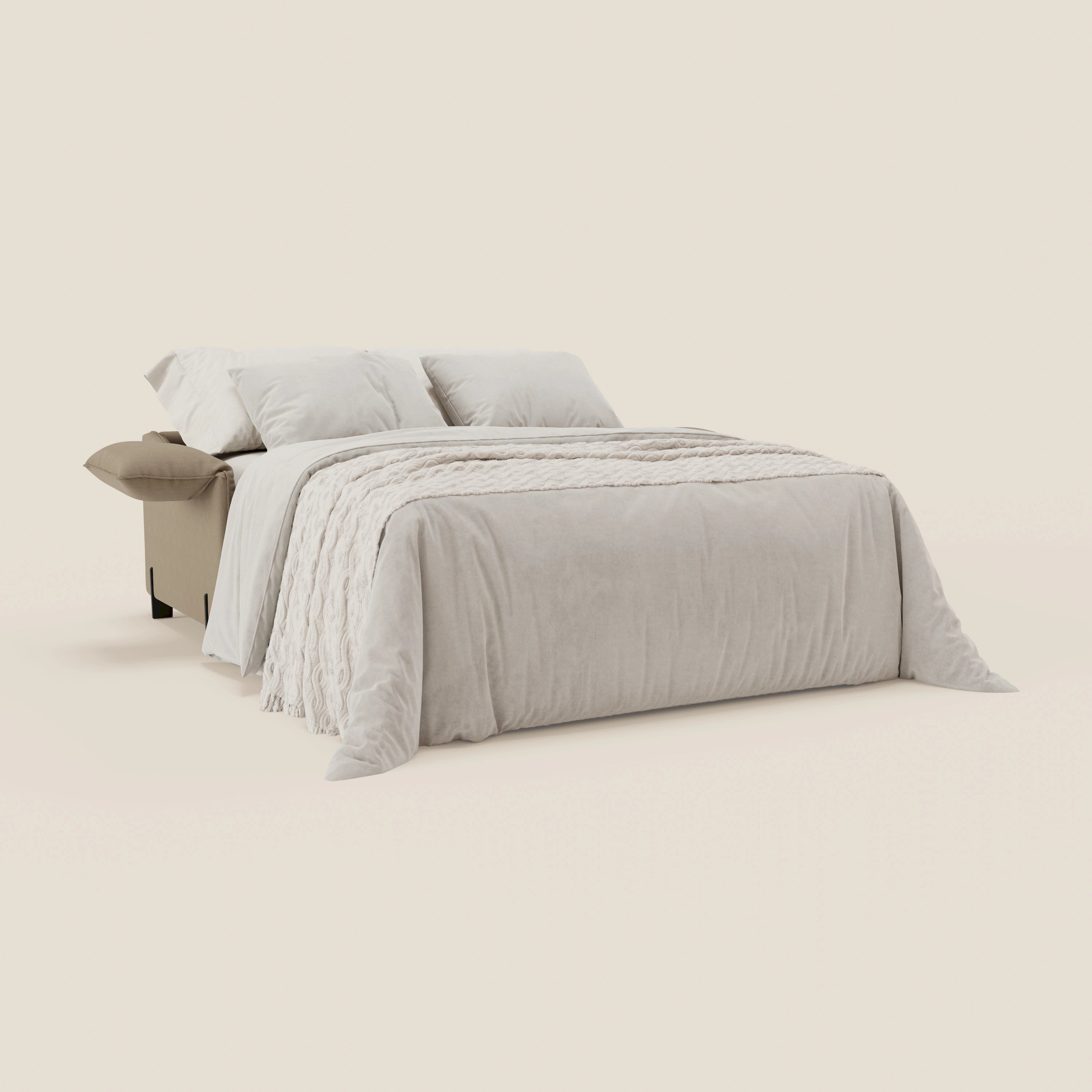 Primula divano letto con materasso alto 18 cm - braccioli mobili e tessuto smacchiabile T05 - divani.store